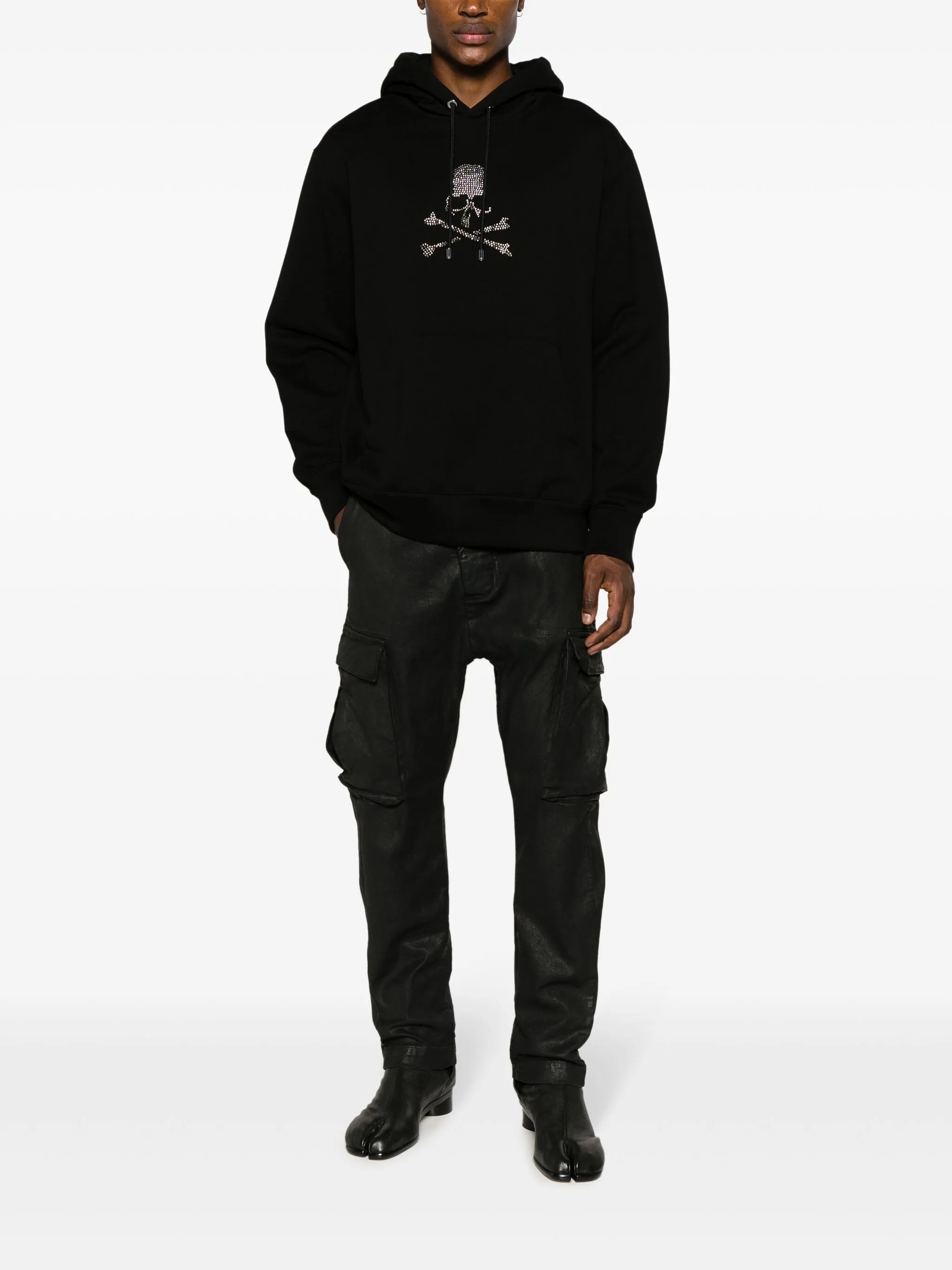 rhinestone-embellished cotton hoodie