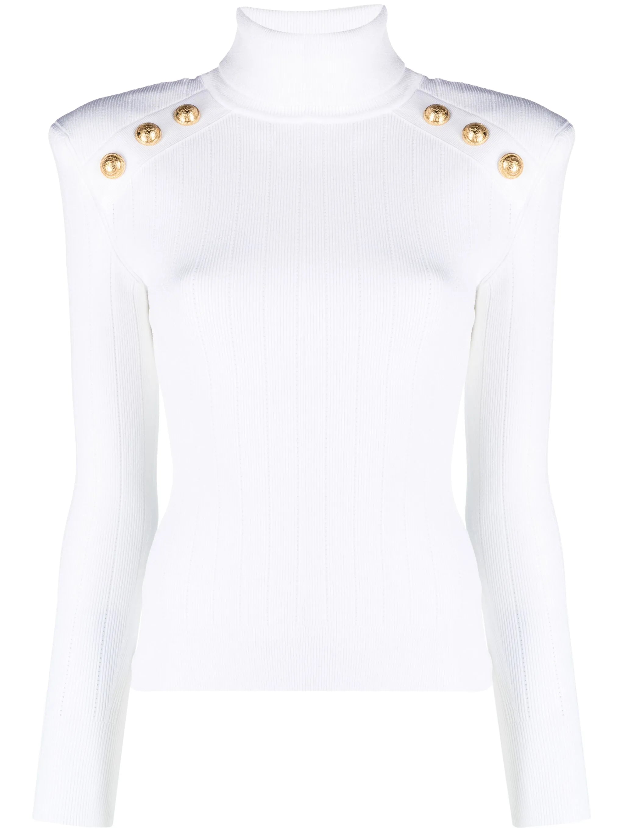 button-embellished ribbed-knit jumper