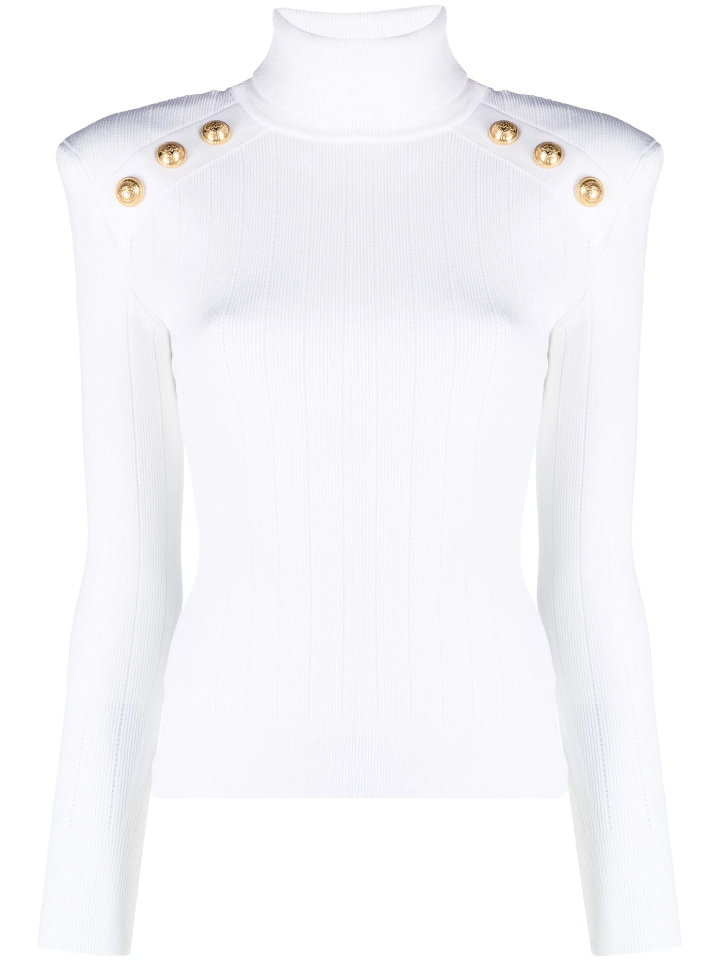 button-embellished ribbed-knit jumper
