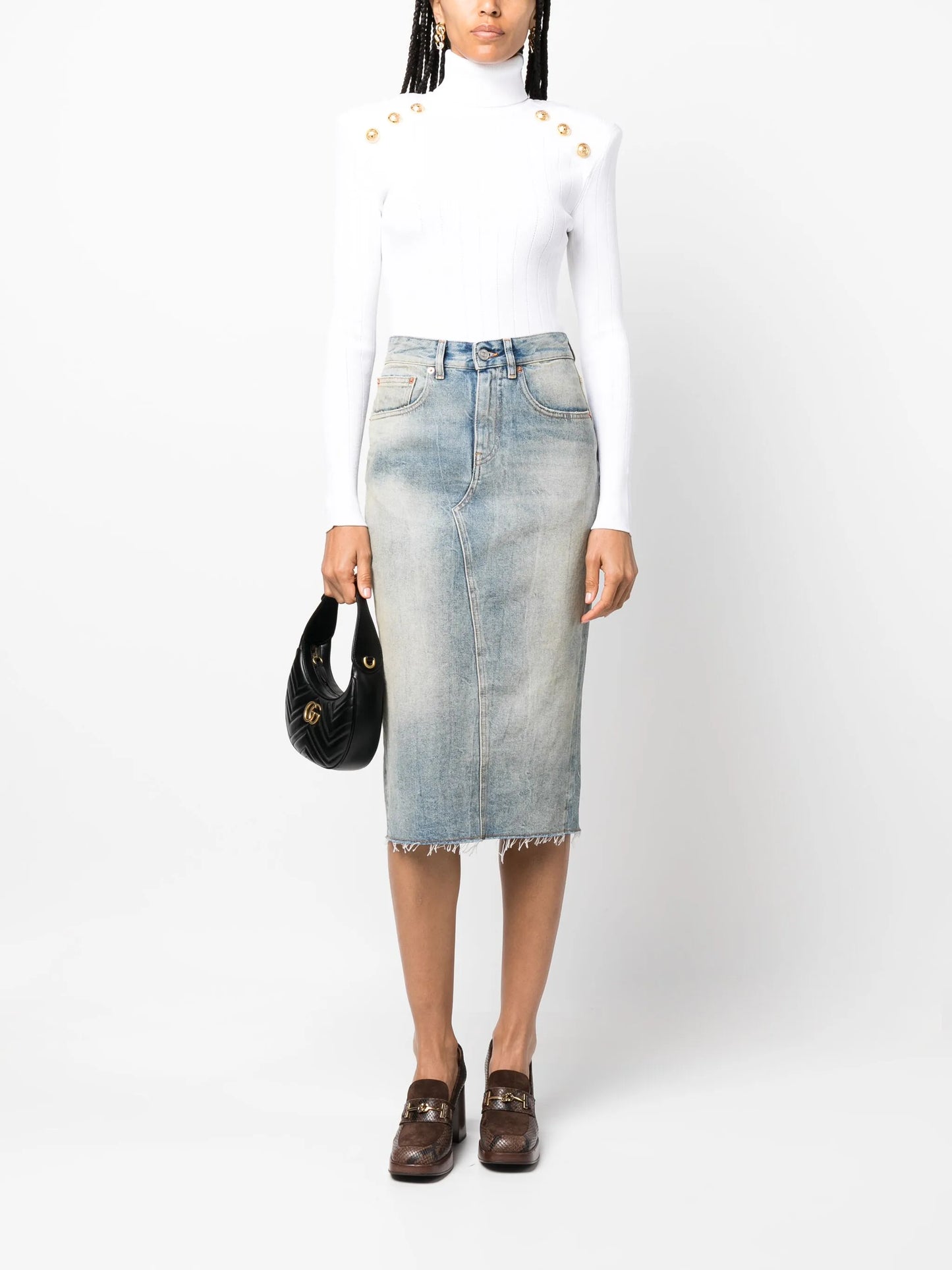 button-embellished ribbed-knit jumper