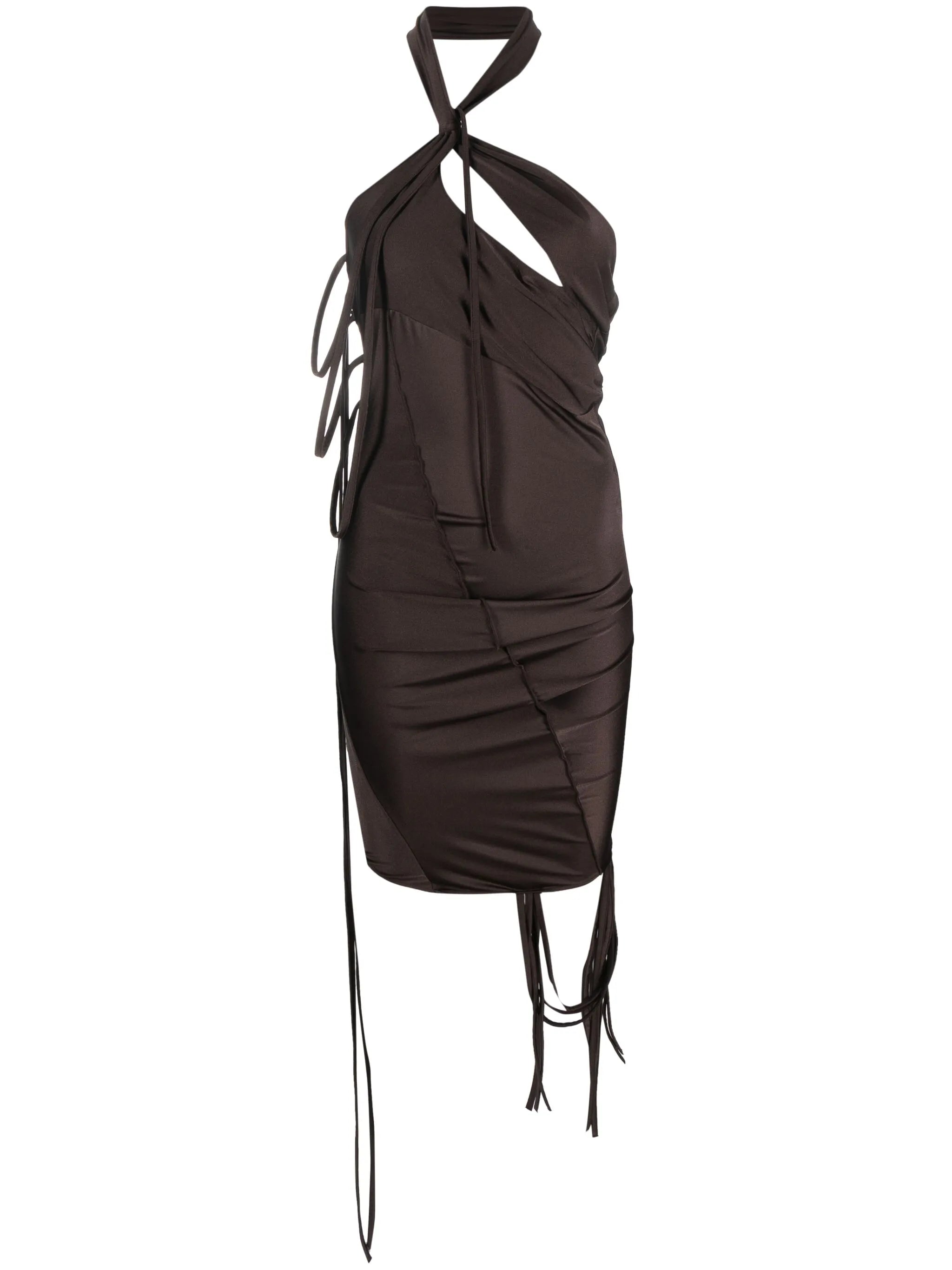 tassel-detail off-shoulder minidress