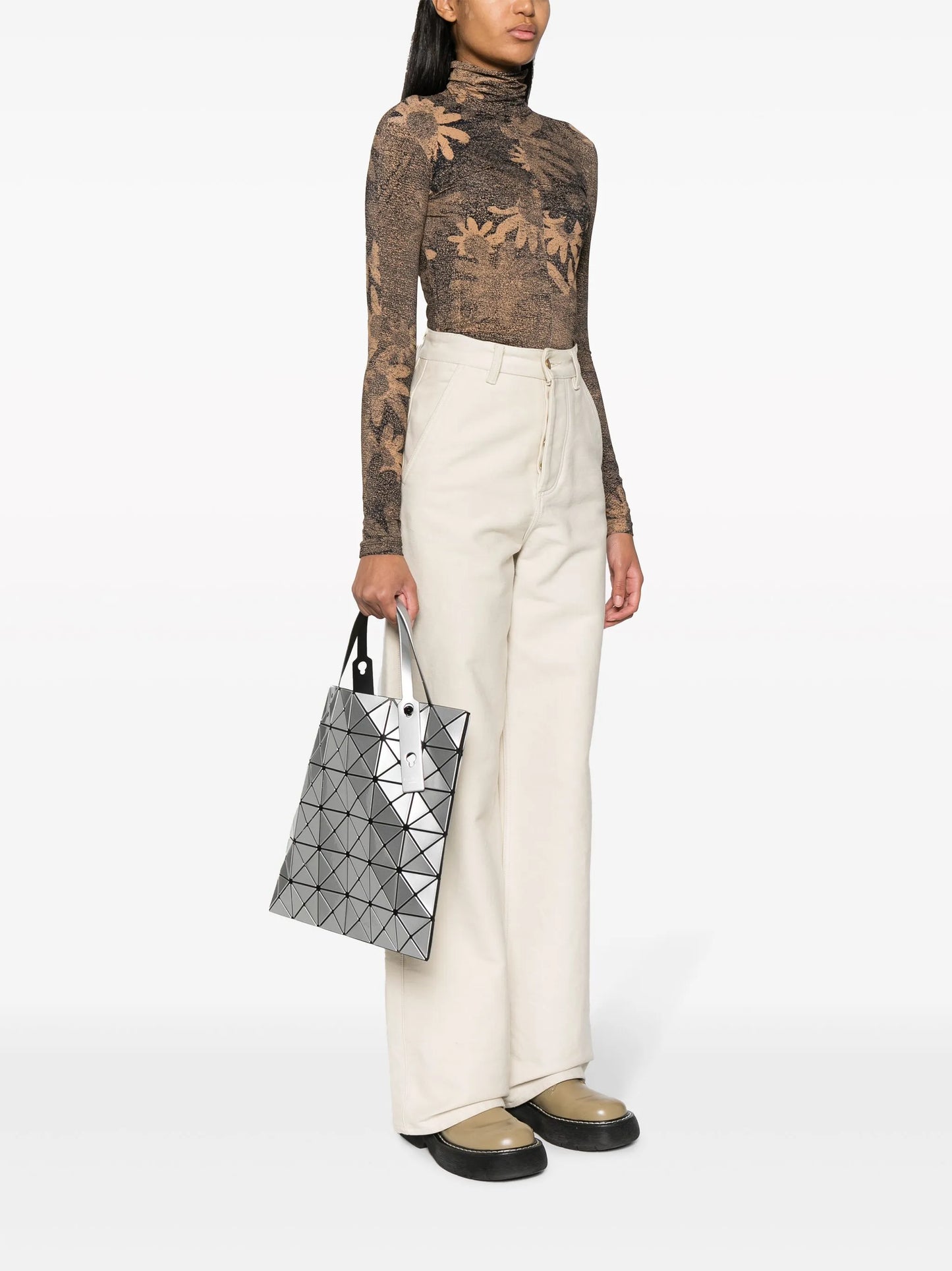 Lucent geometric-pattern shoulder bag