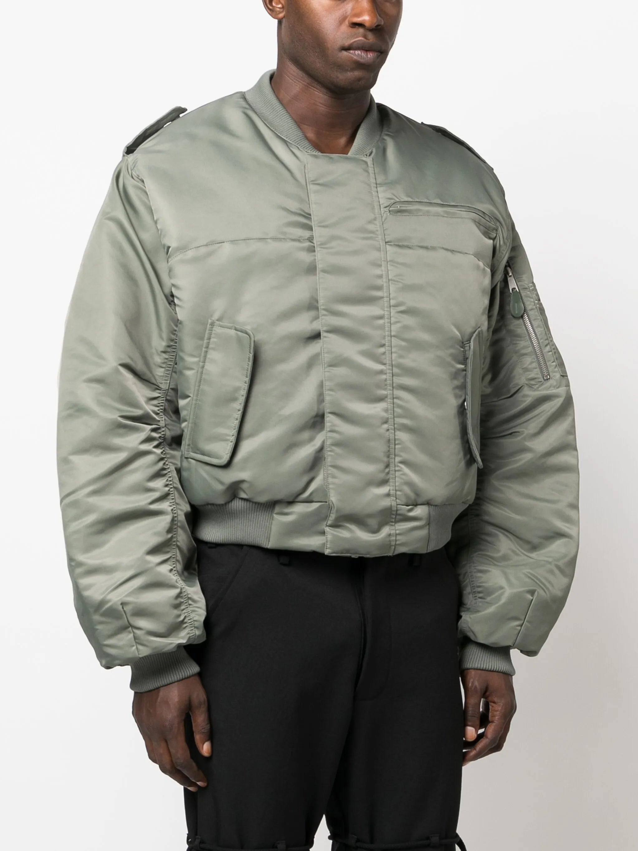 baseball-collar cropped bomber jacket