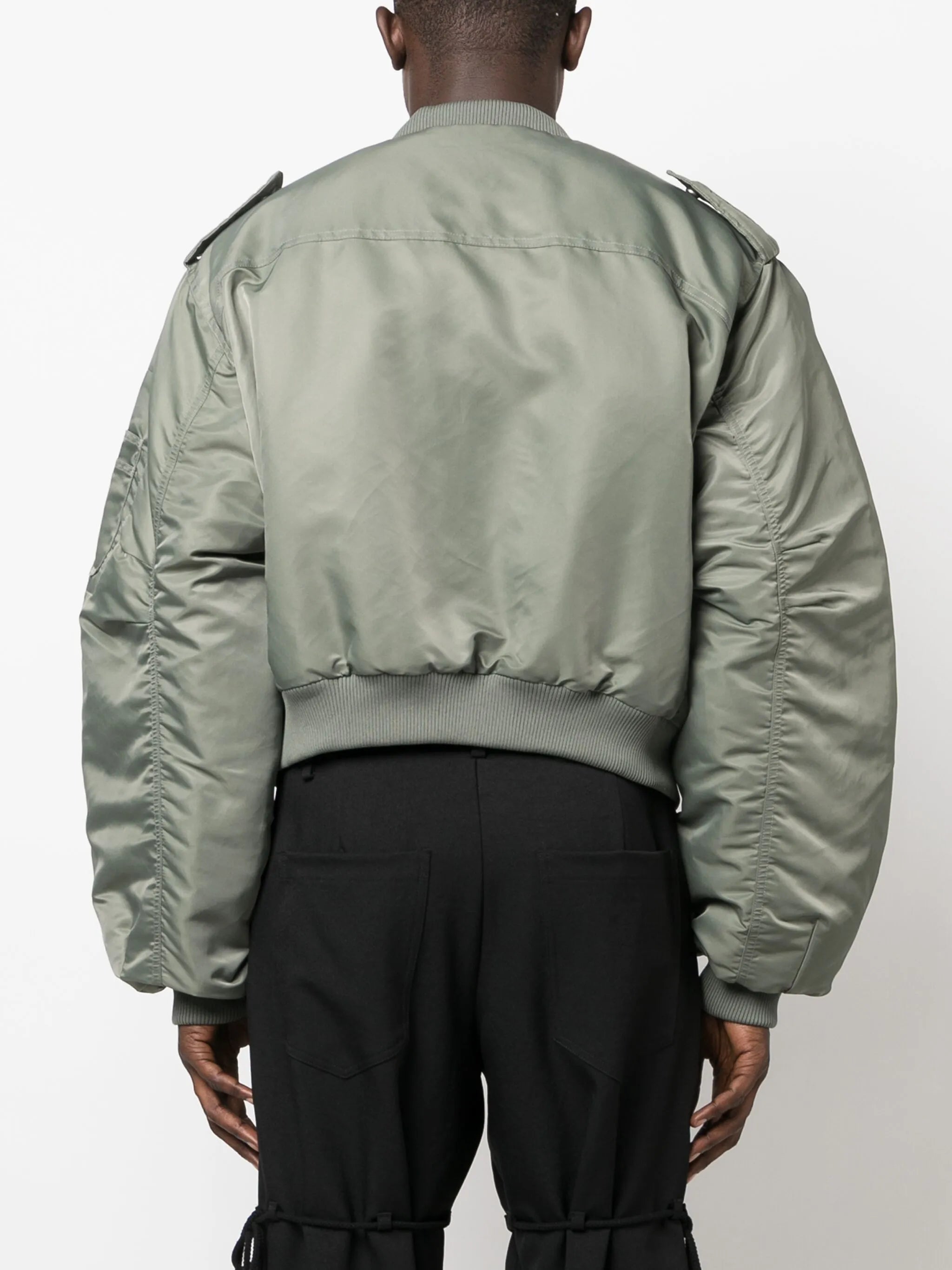 baseball-collar cropped bomber jacket
