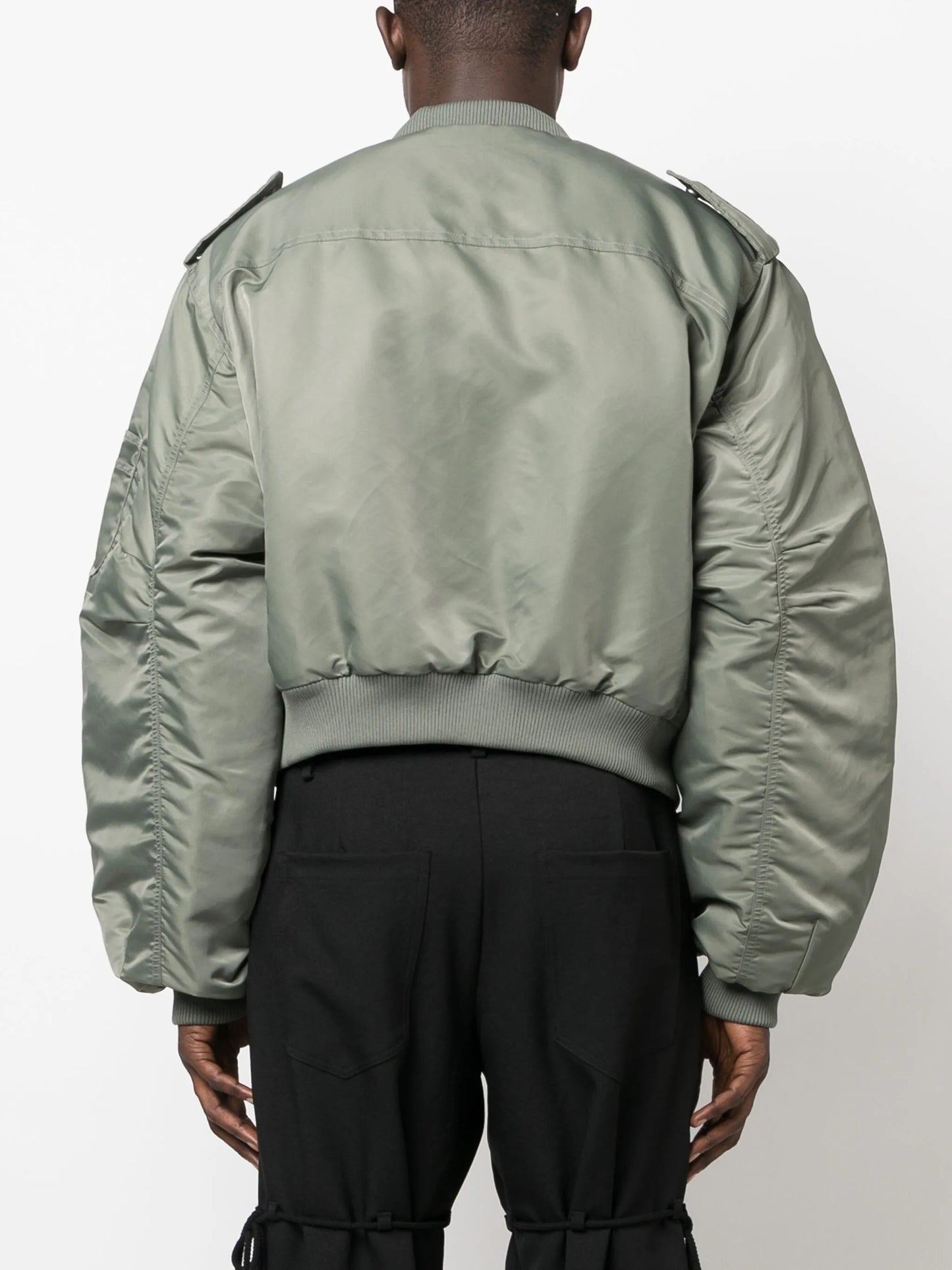 baseball-collar cropped bomber jacket