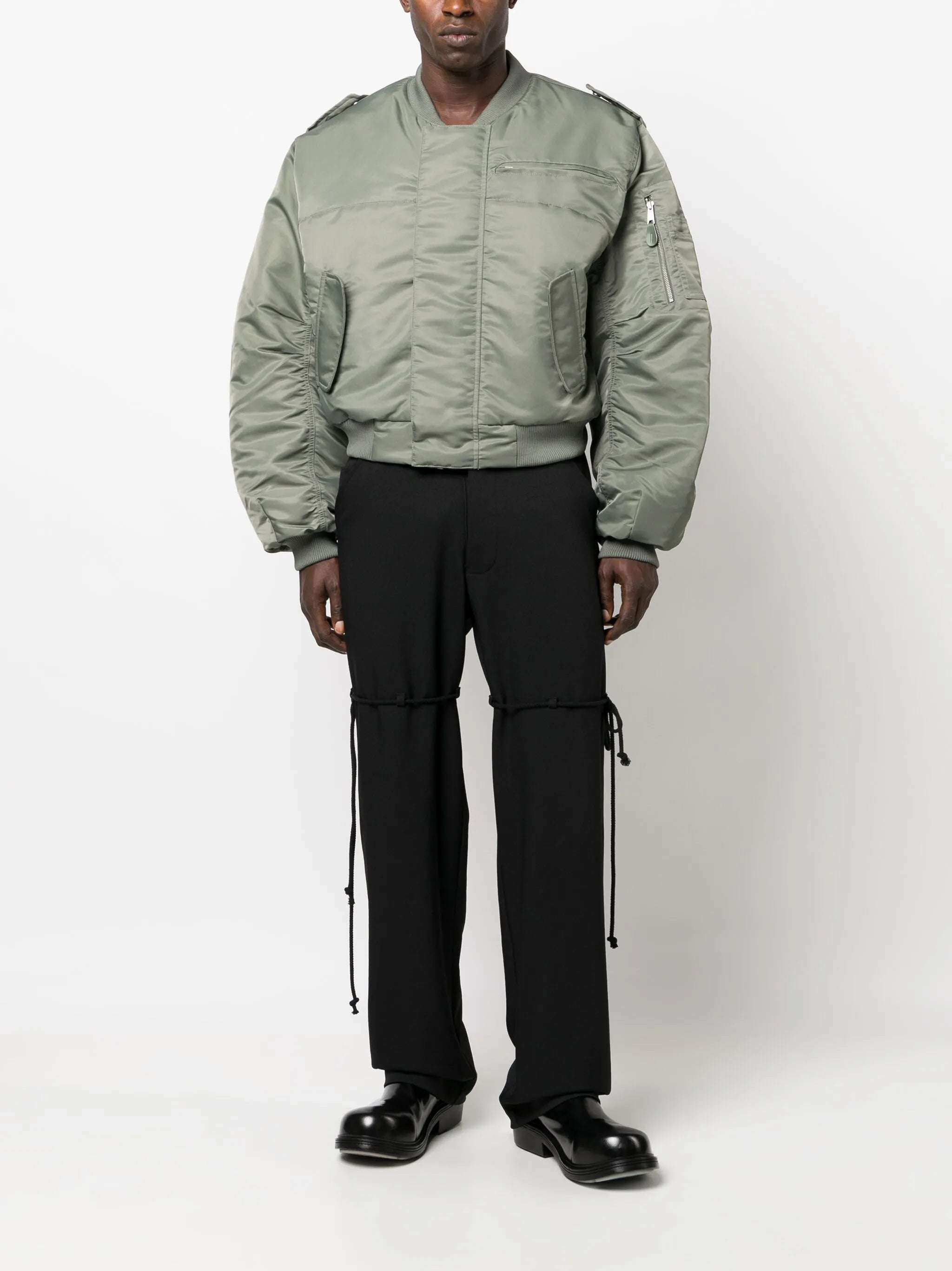 baseball-collar cropped bomber jacket