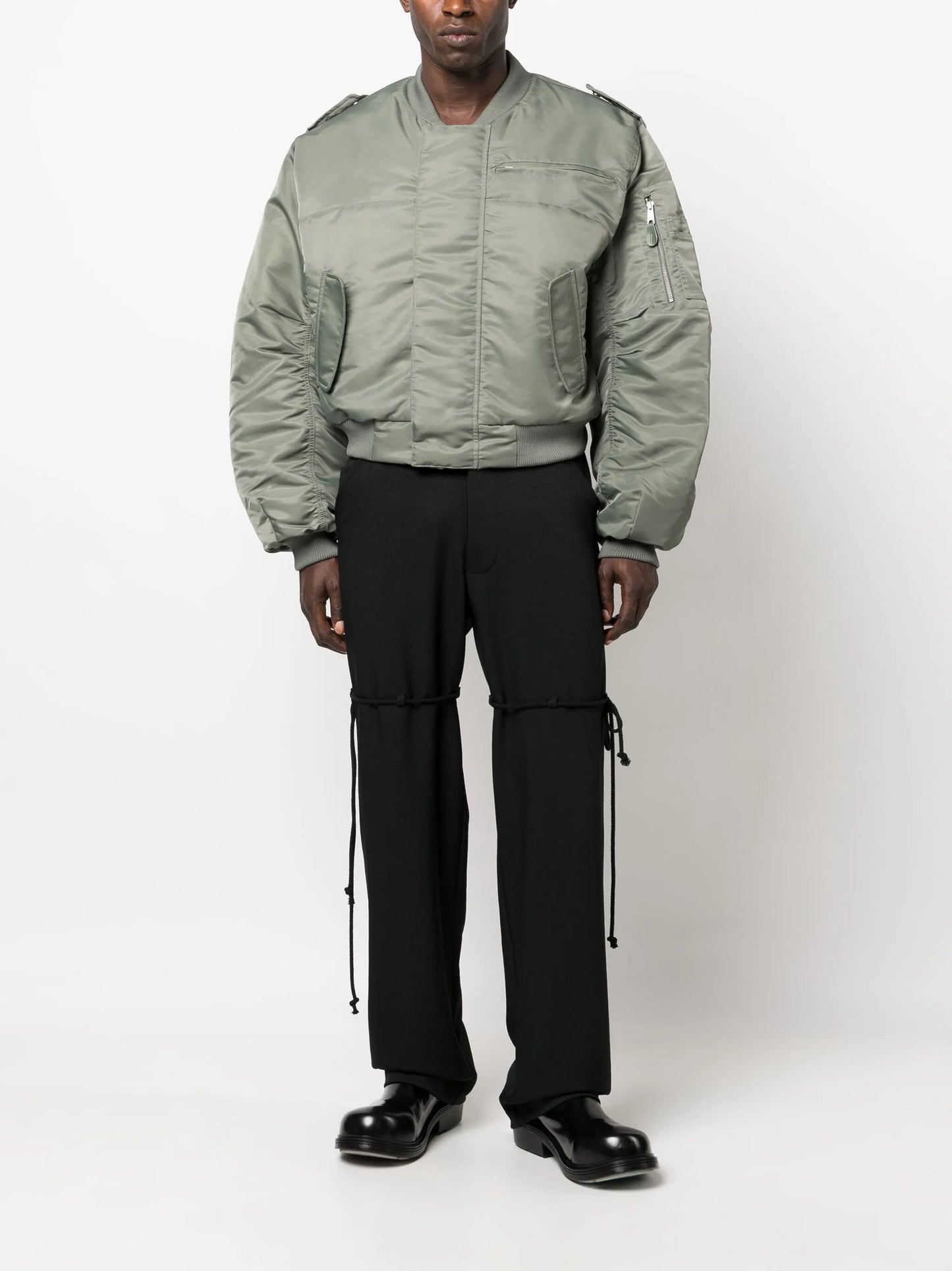 baseball-collar cropped bomber jacket