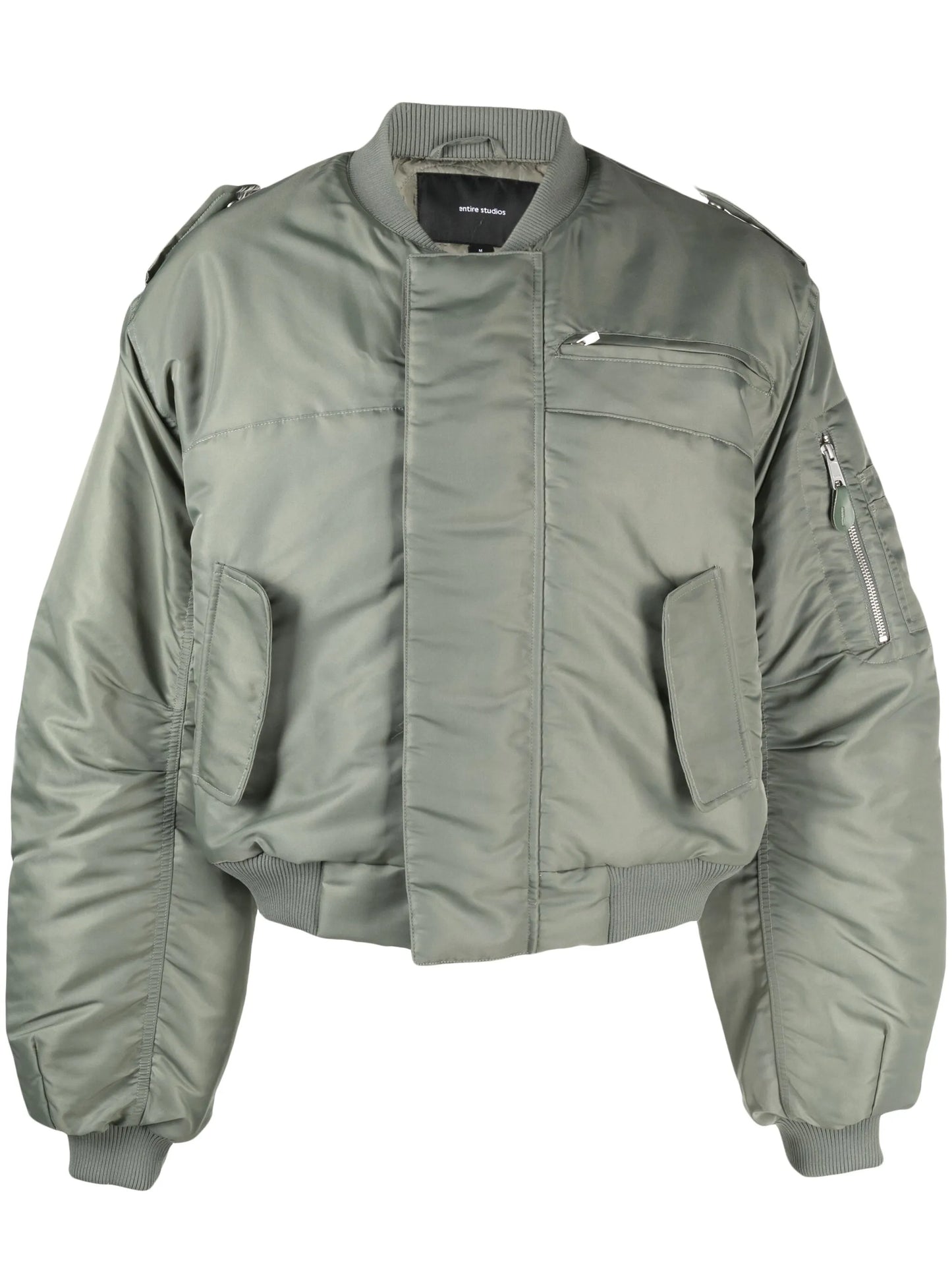 baseball-collar cropped bomber jacket