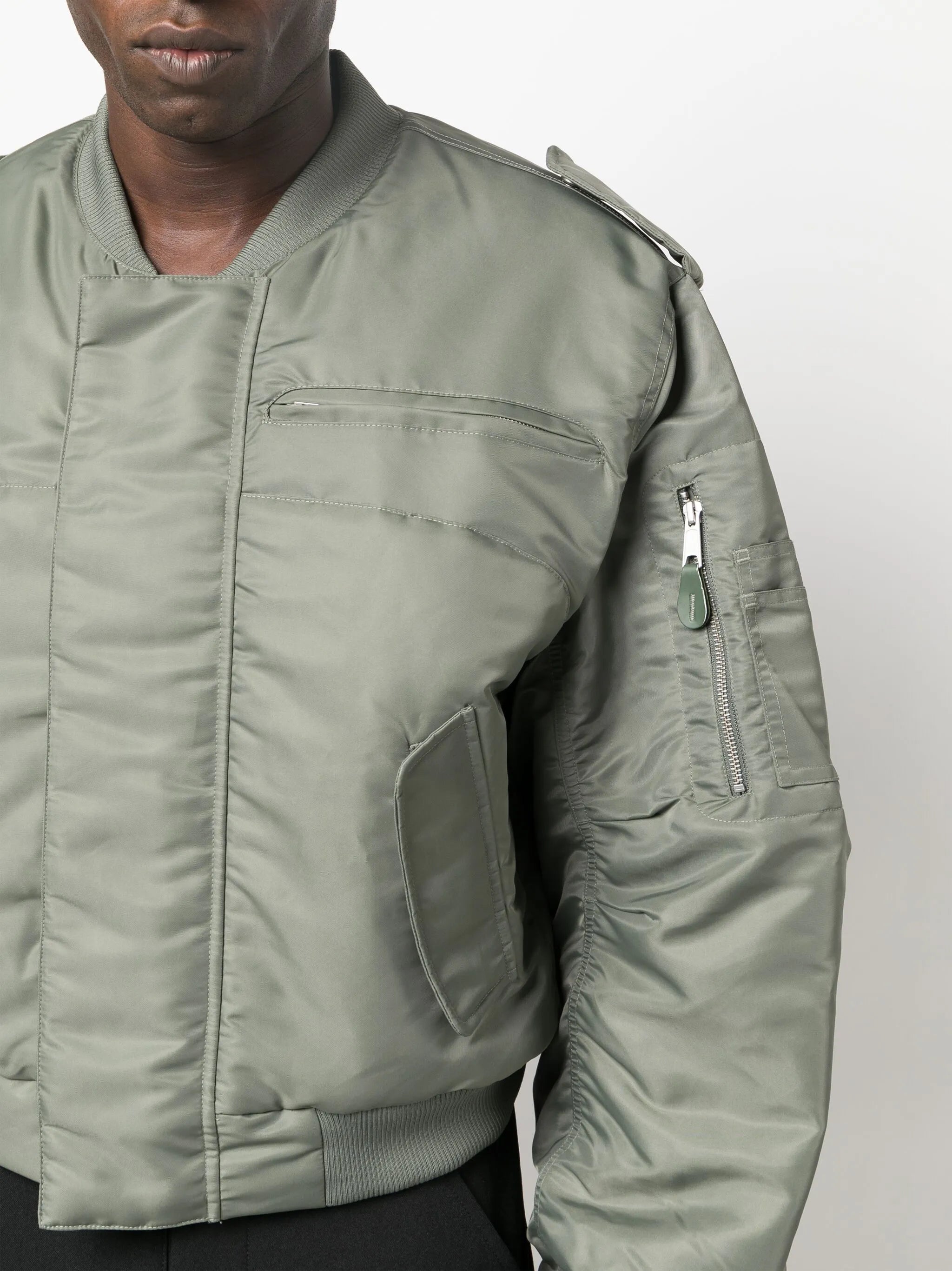 baseball-collar cropped bomber jacket