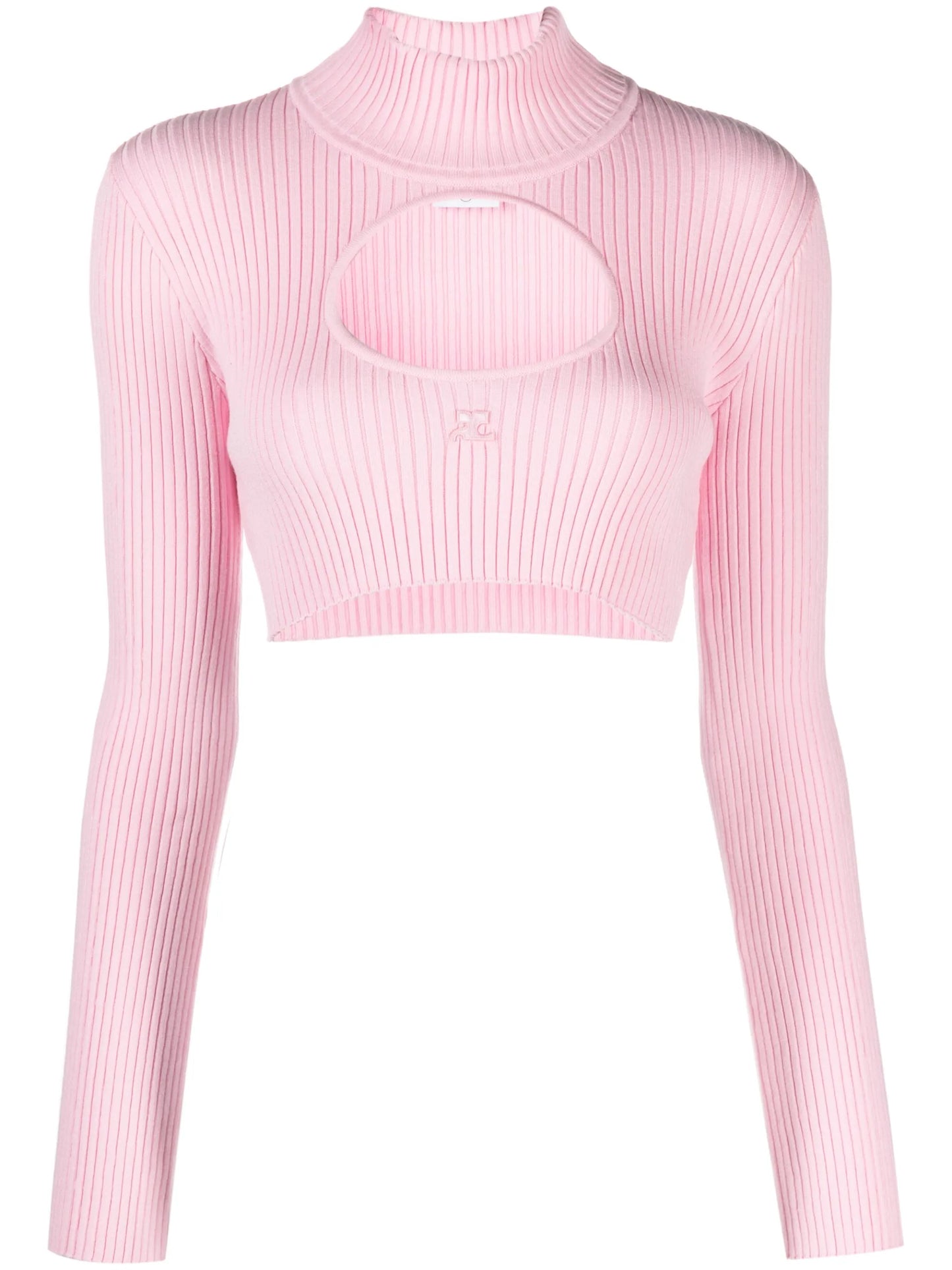 logo-embroidered cut-out jumper