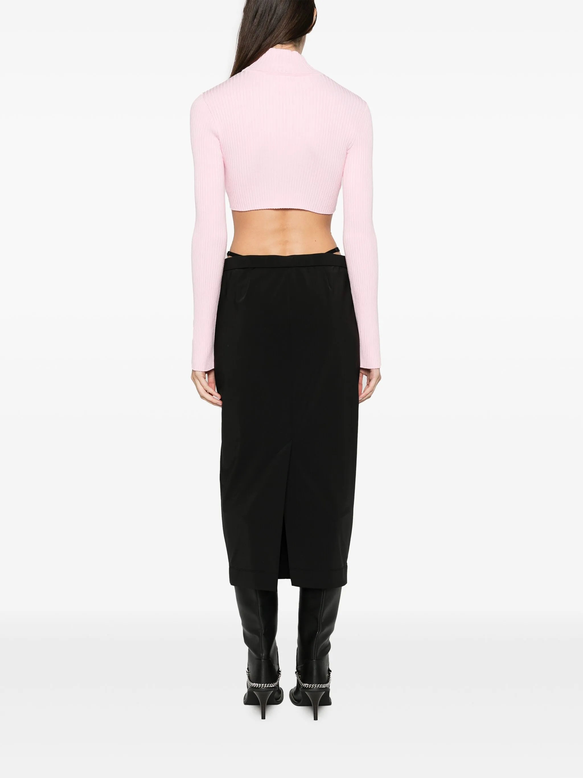 logo-embroidered cut-out jumper