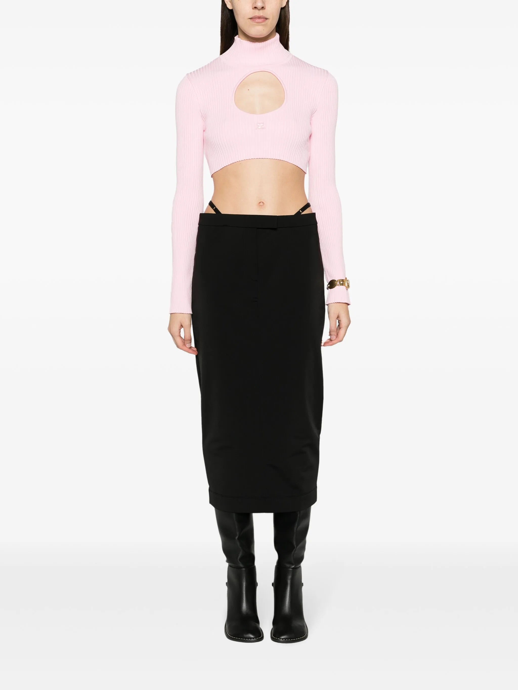 logo-embroidered cut-out jumper