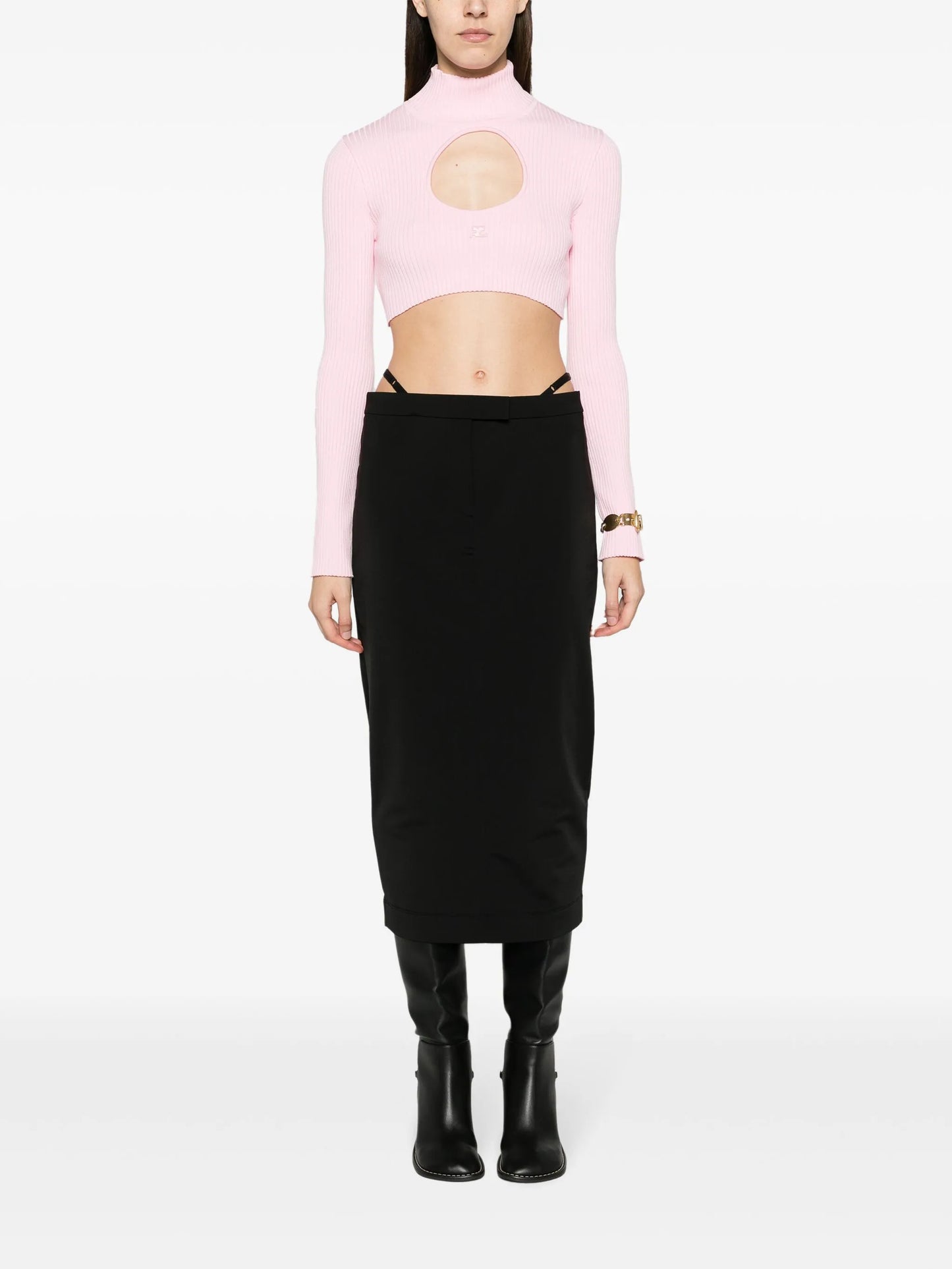 logo-embroidered cut-out jumper