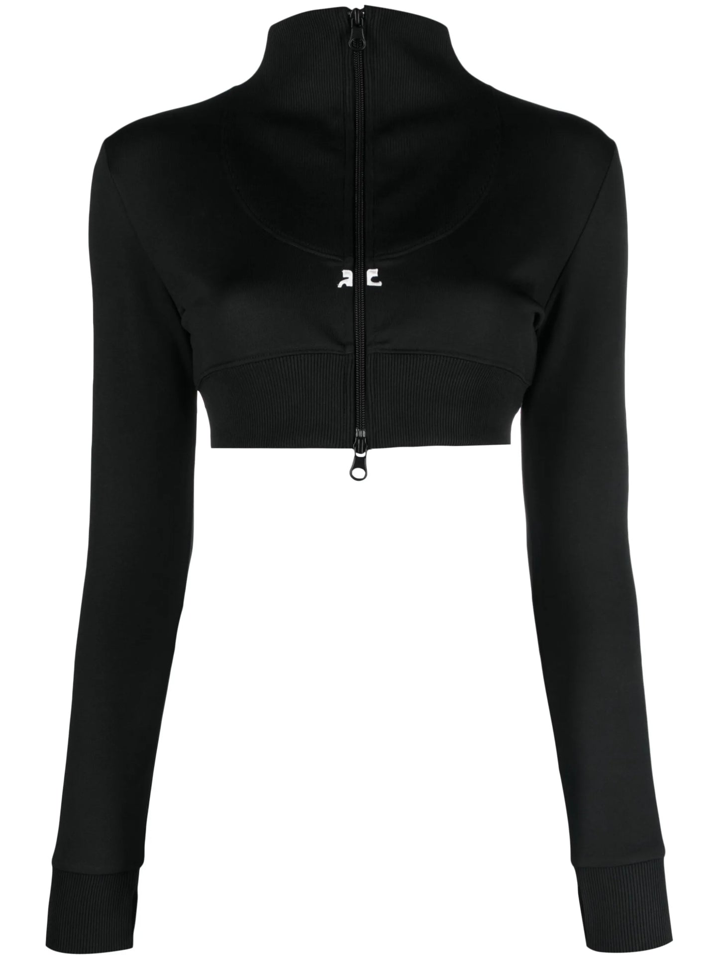 logo-embroidered cropped zip-up jacket