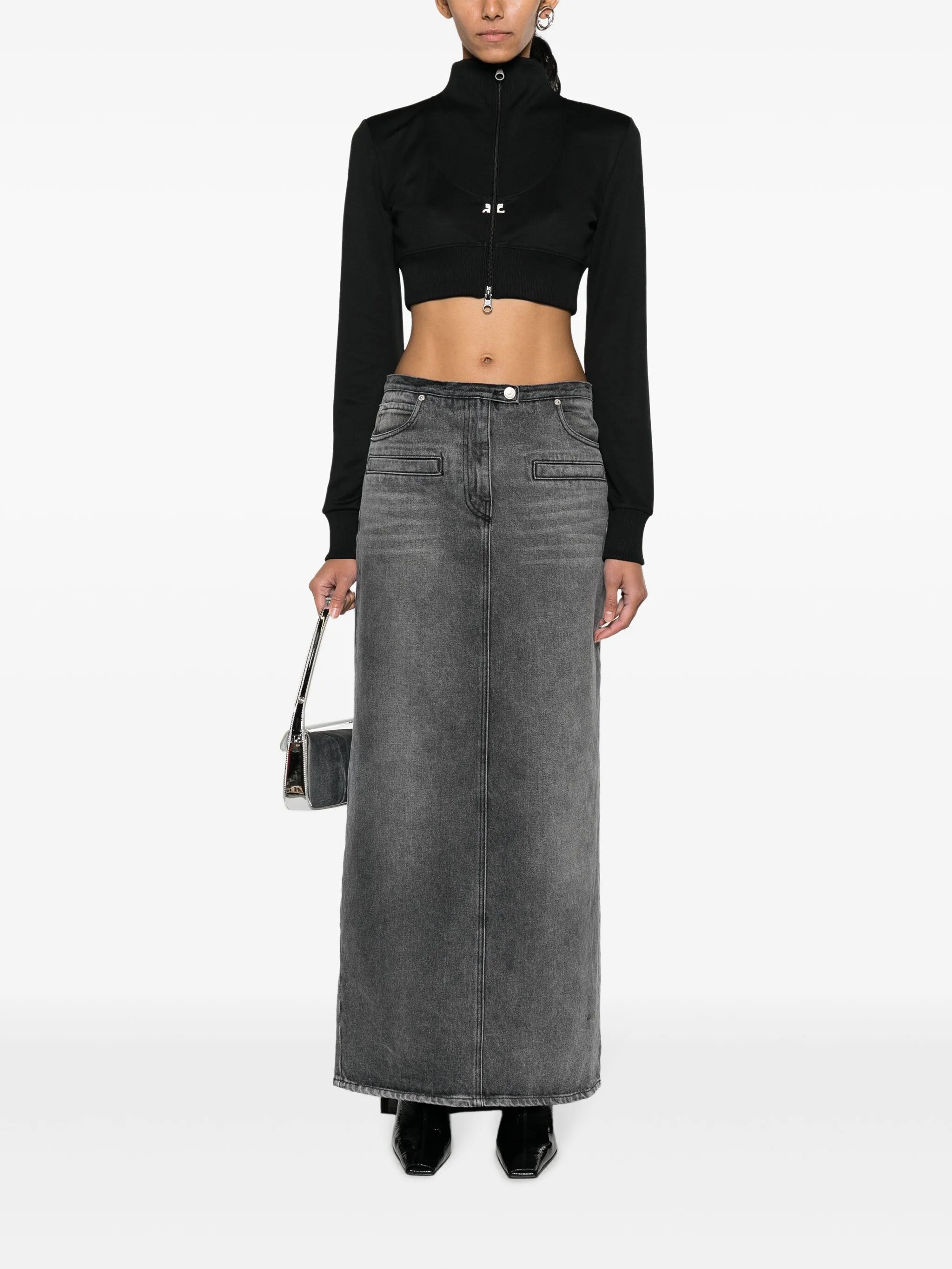 logo-embroidered cropped zip-up jacket