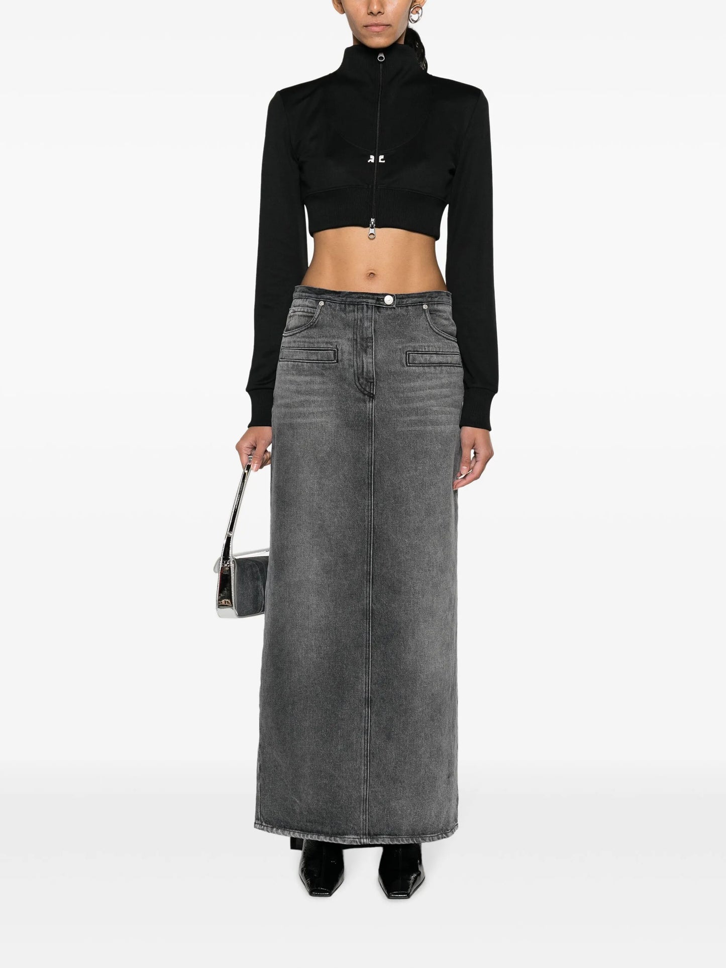 logo-embroidered cropped zip-up jacket