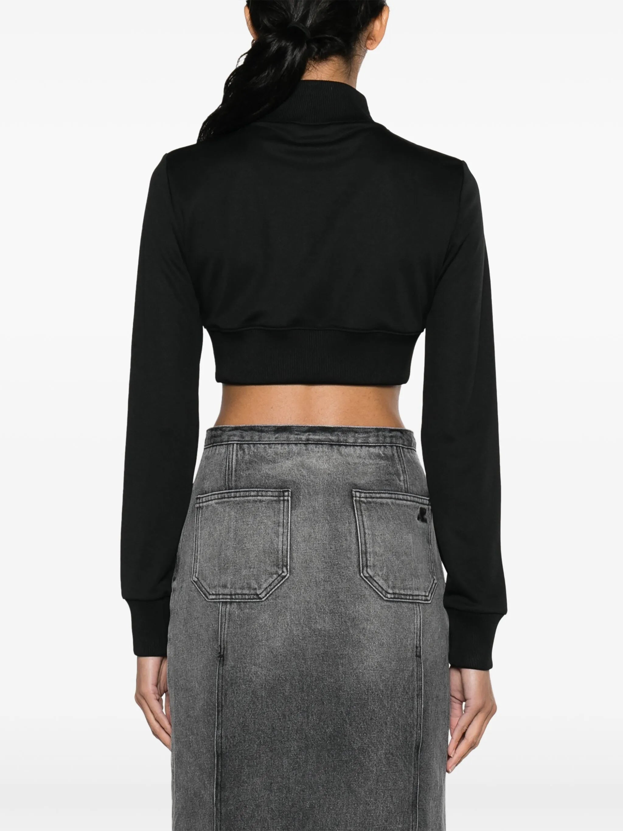 logo-embroidered cropped zip-up jacket
