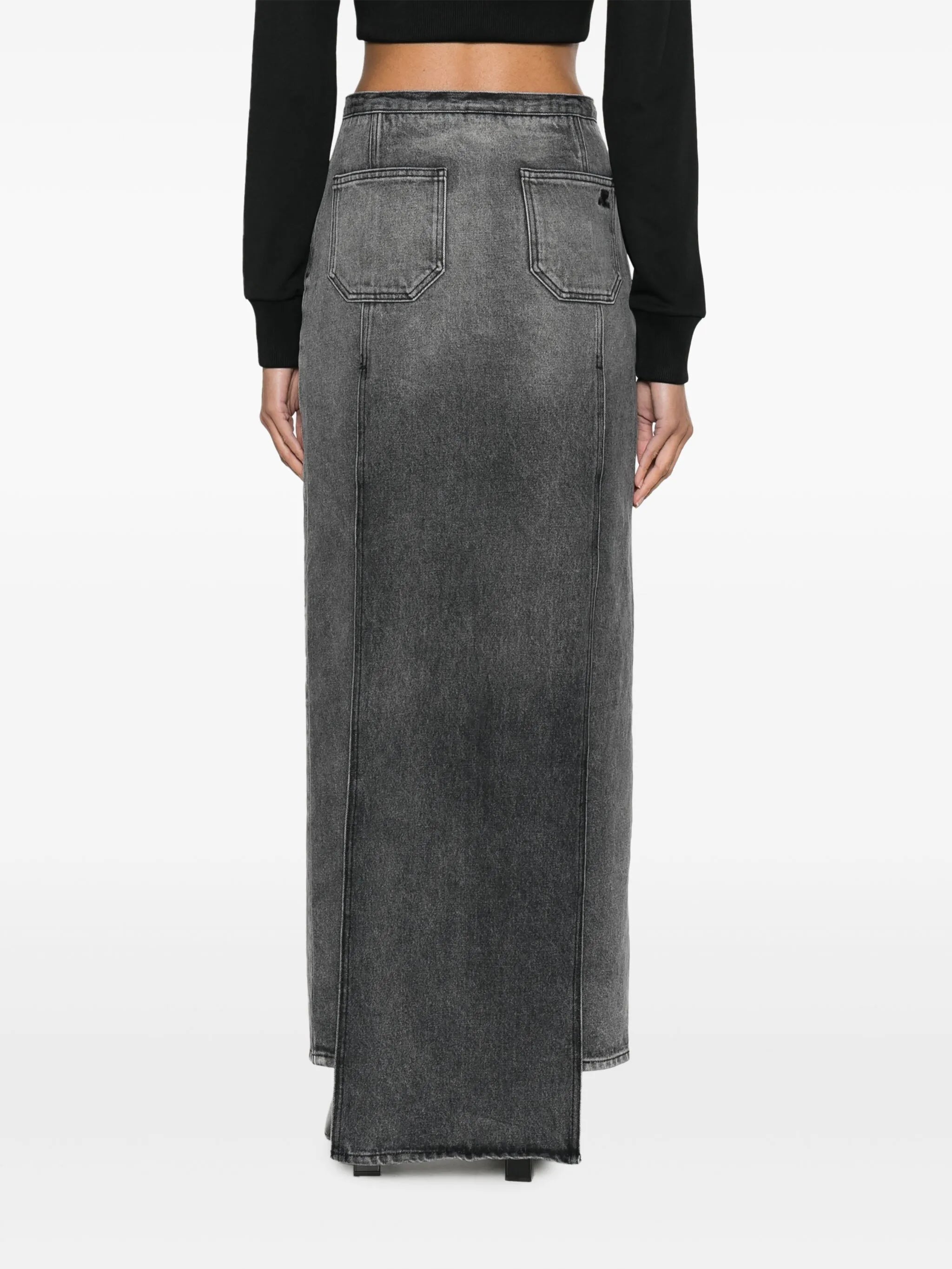 Heritage cut-out stonewashed denim skirt