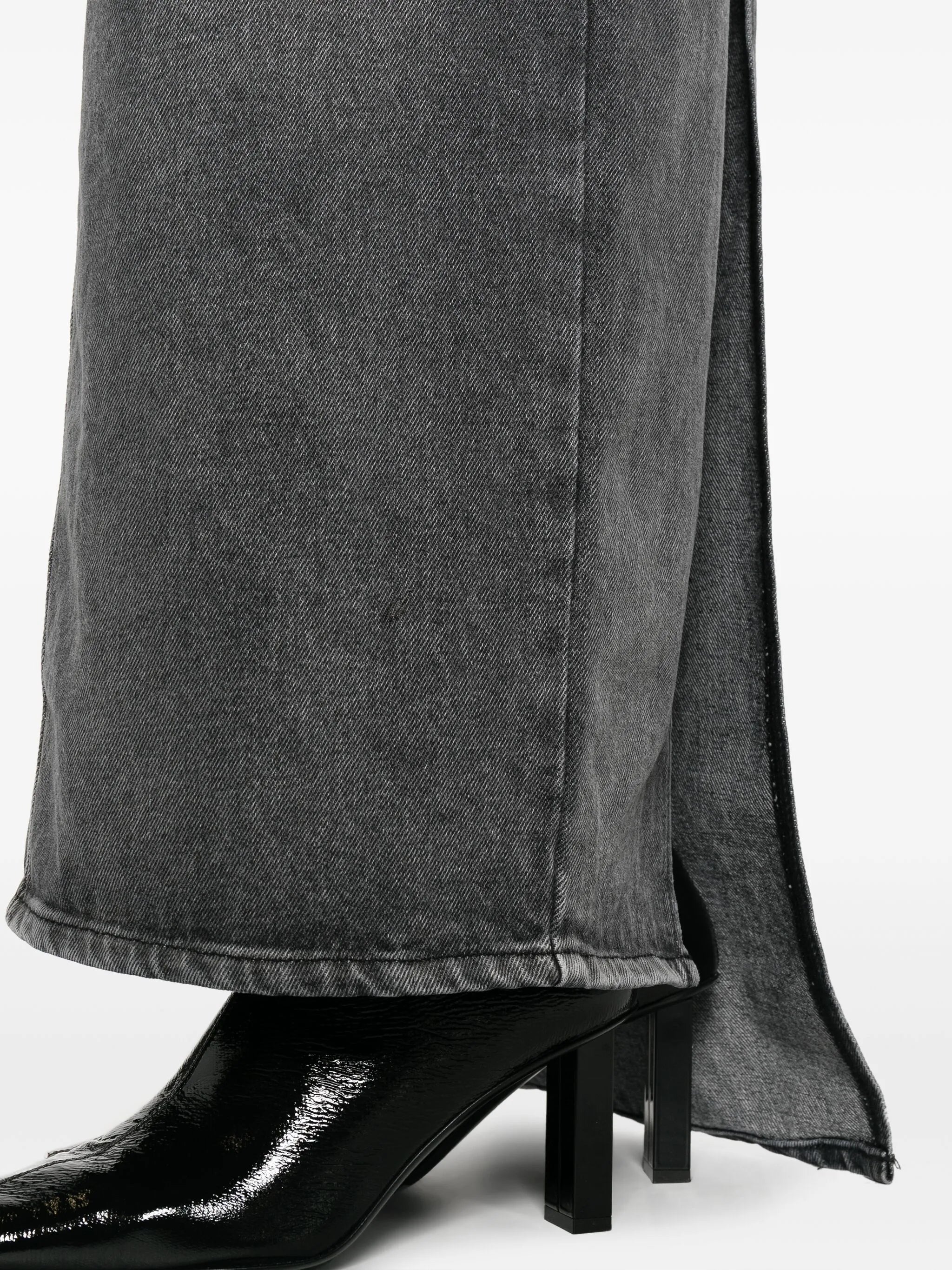 Heritage cut-out stonewashed denim skirt