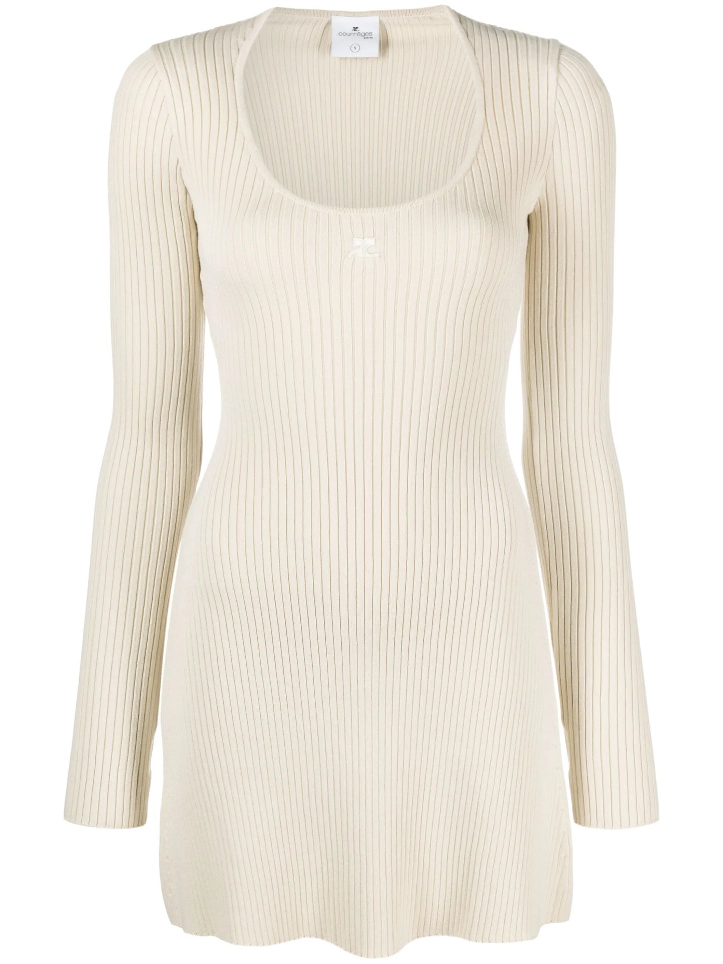logo-embroidered rib knit dress