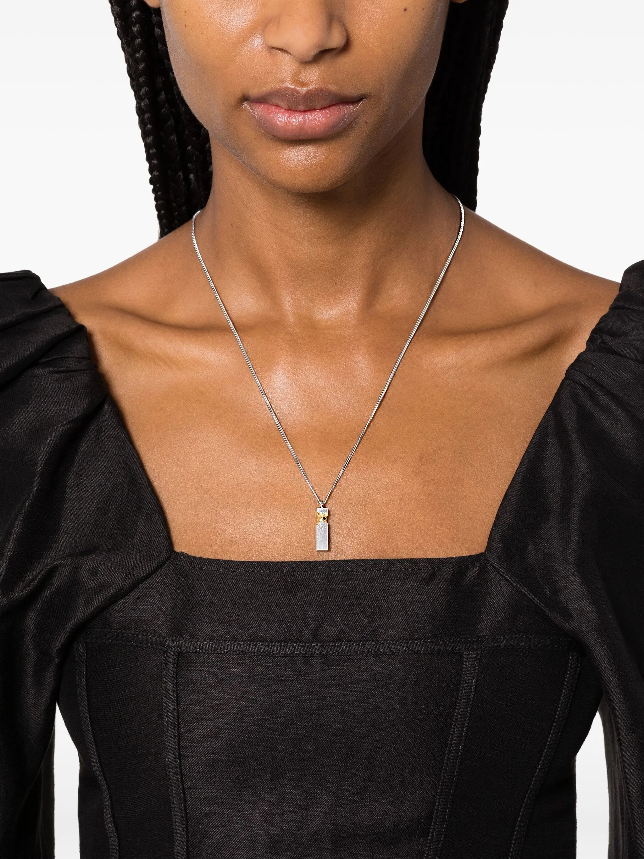 Mined Cube-pendant Black Diamond necklace