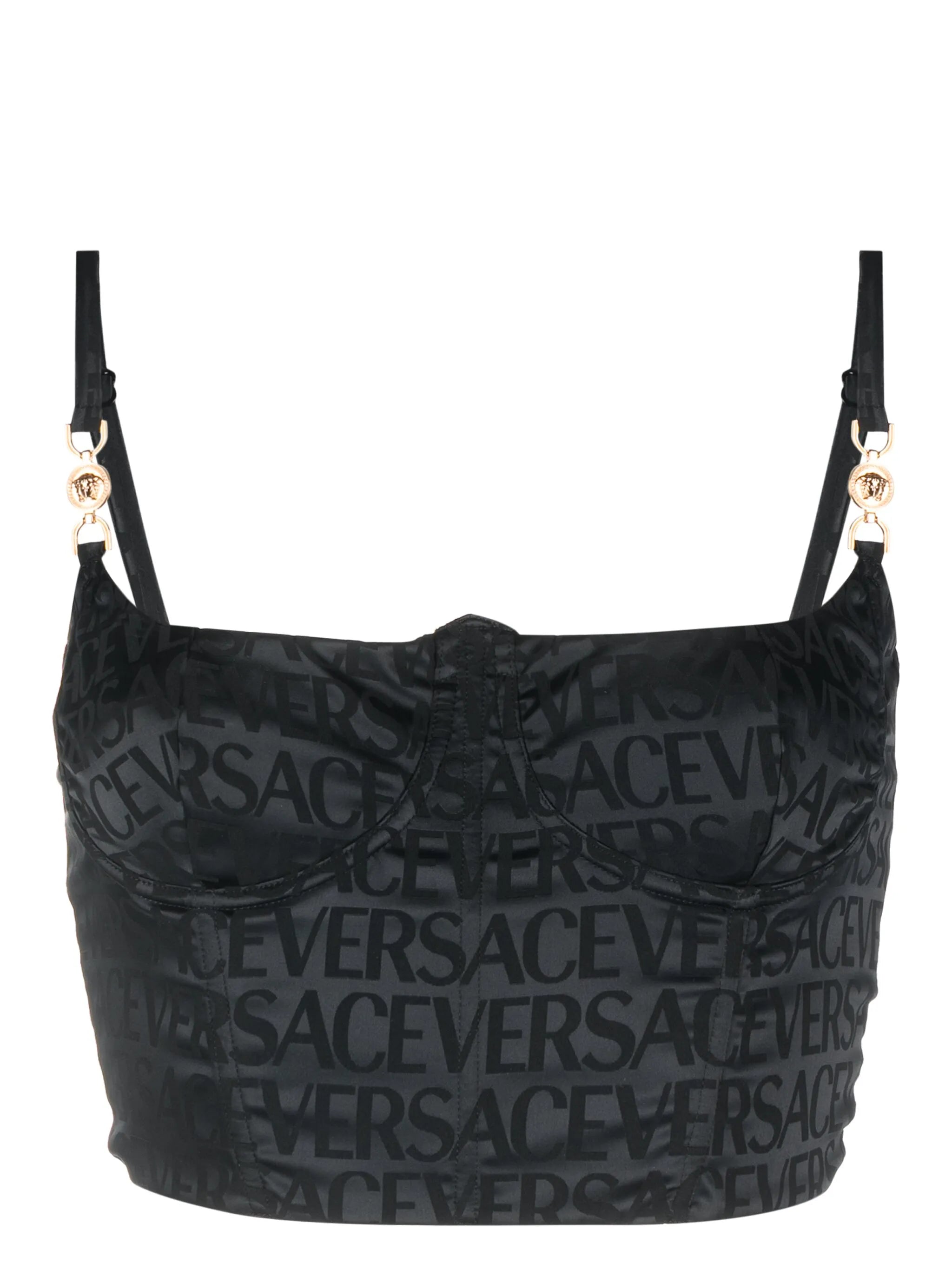Versace Allover-print corset-style bra
