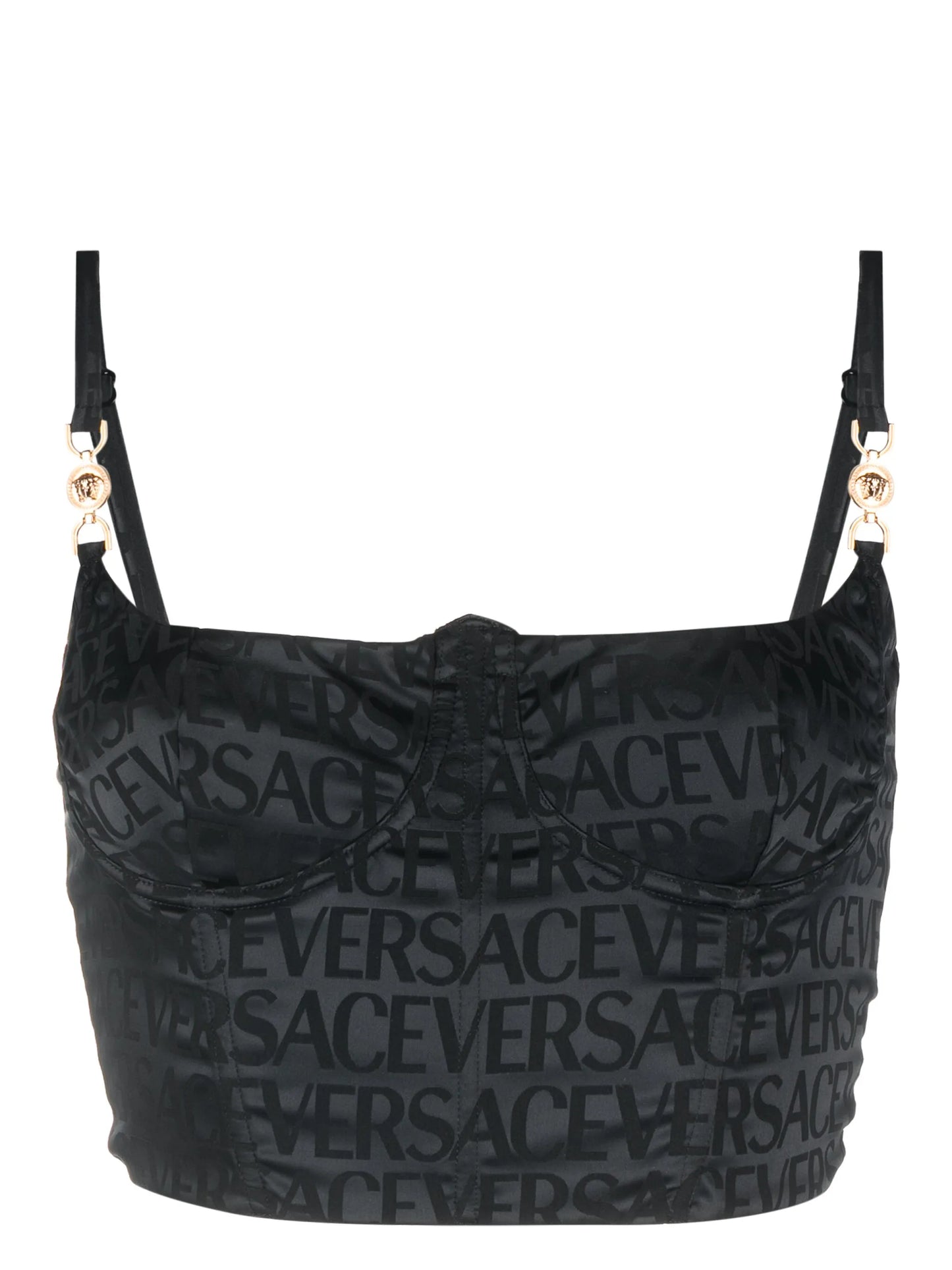 Versace Allover-print corset-style bra