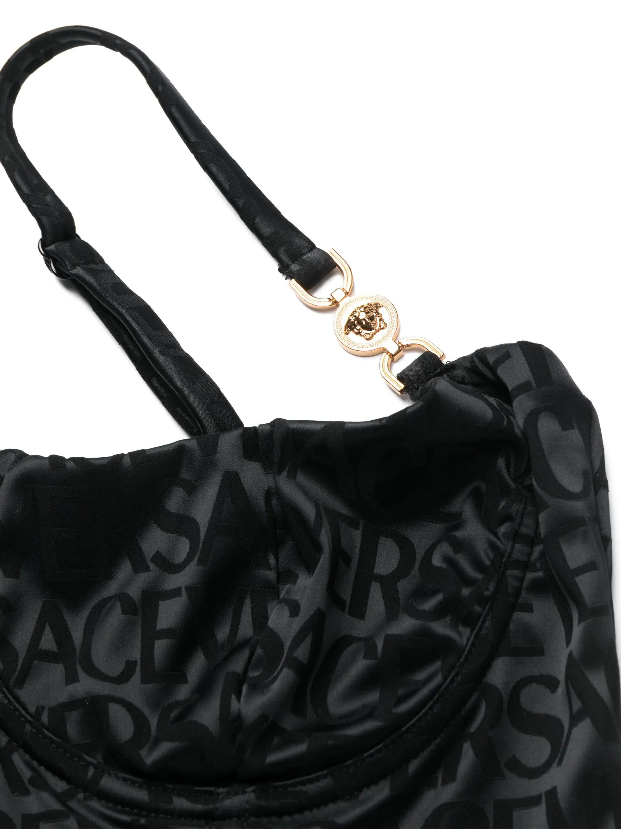 Versace Allover-print corset-style bra