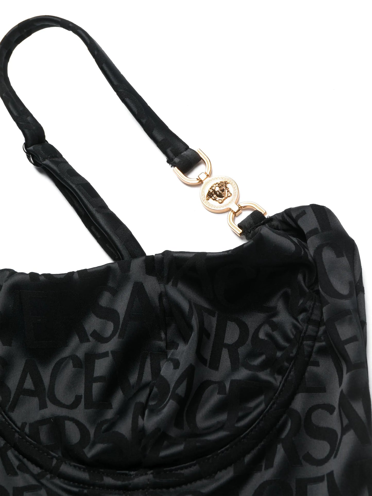 Versace Allover-print corset-style bra