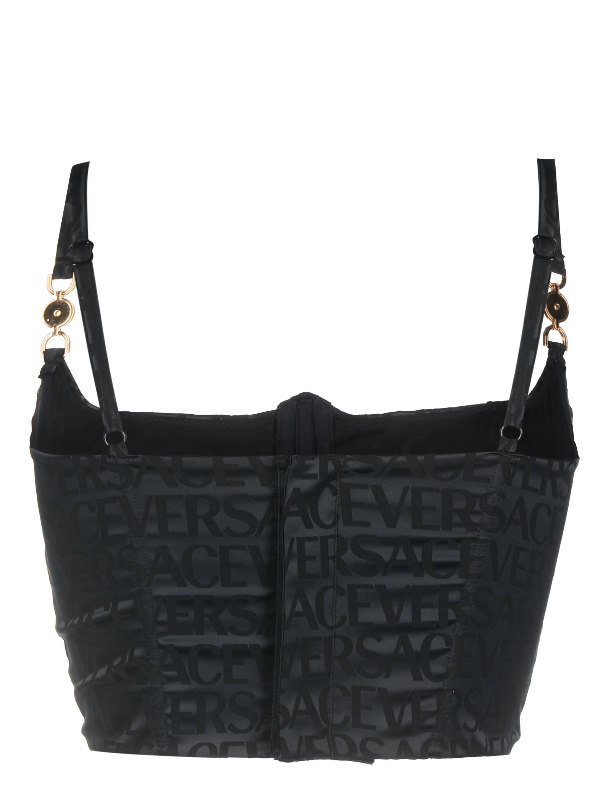Versace Allover-print corset-style bra