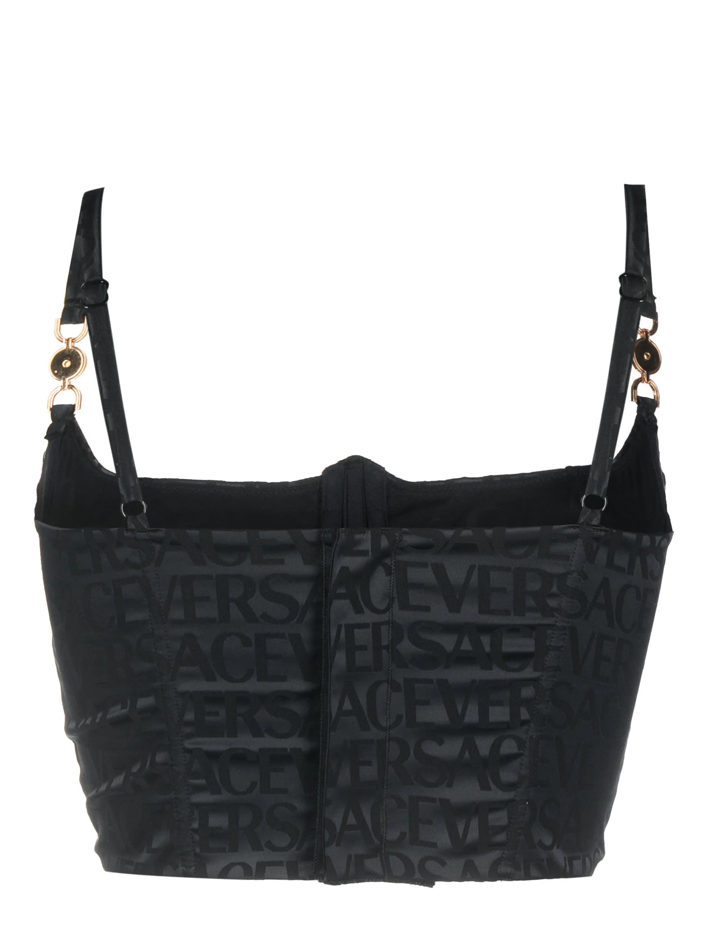 Versace Allover-print corset-style bra