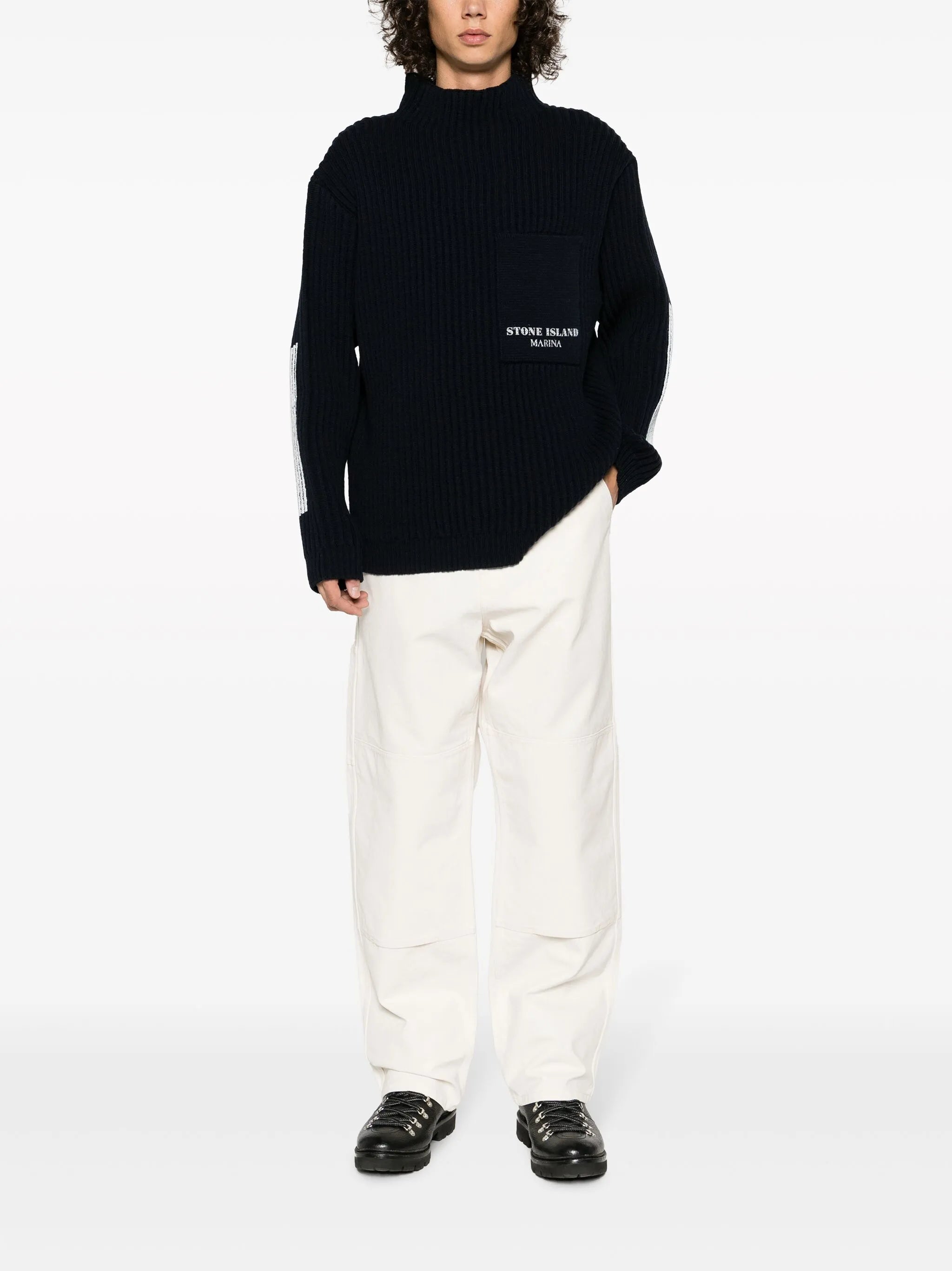 virgin wool ribbed-knit jumper