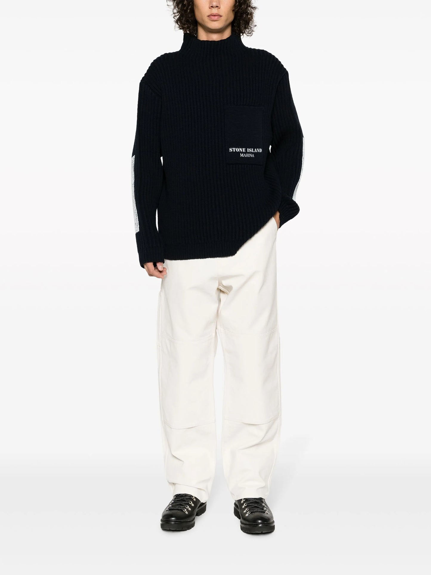virgin wool ribbed-knit jumper