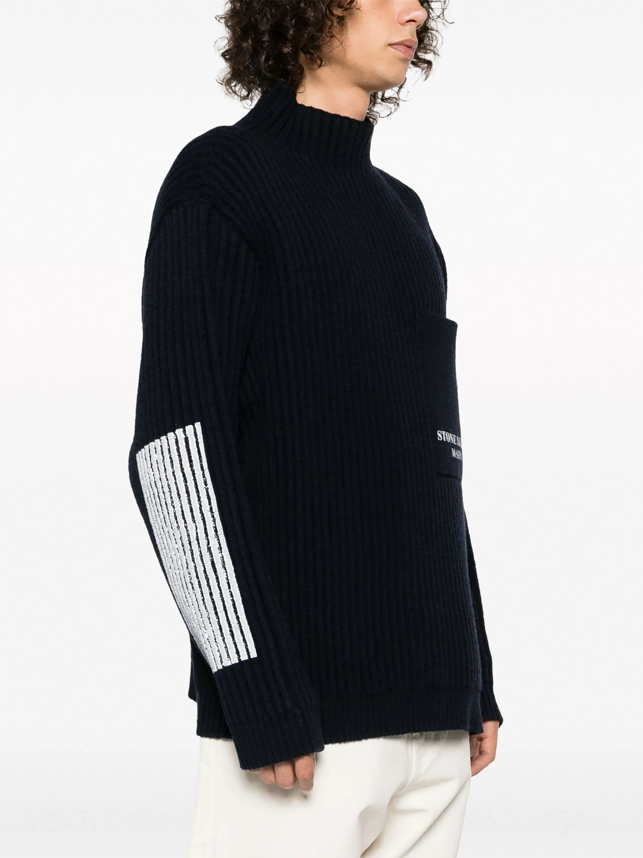 virgin wool ribbed-knit jumper
