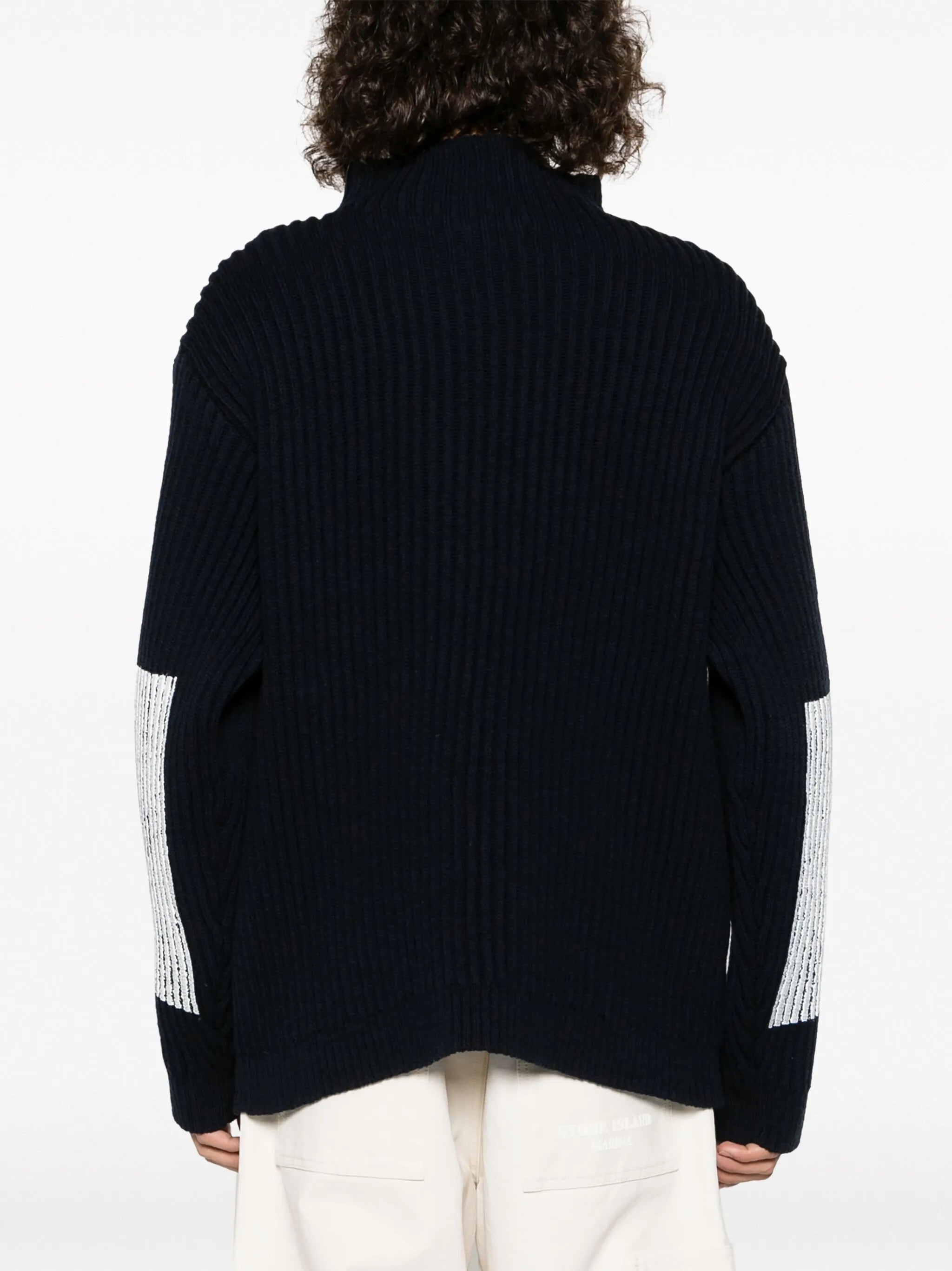 virgin wool ribbed-knit jumper