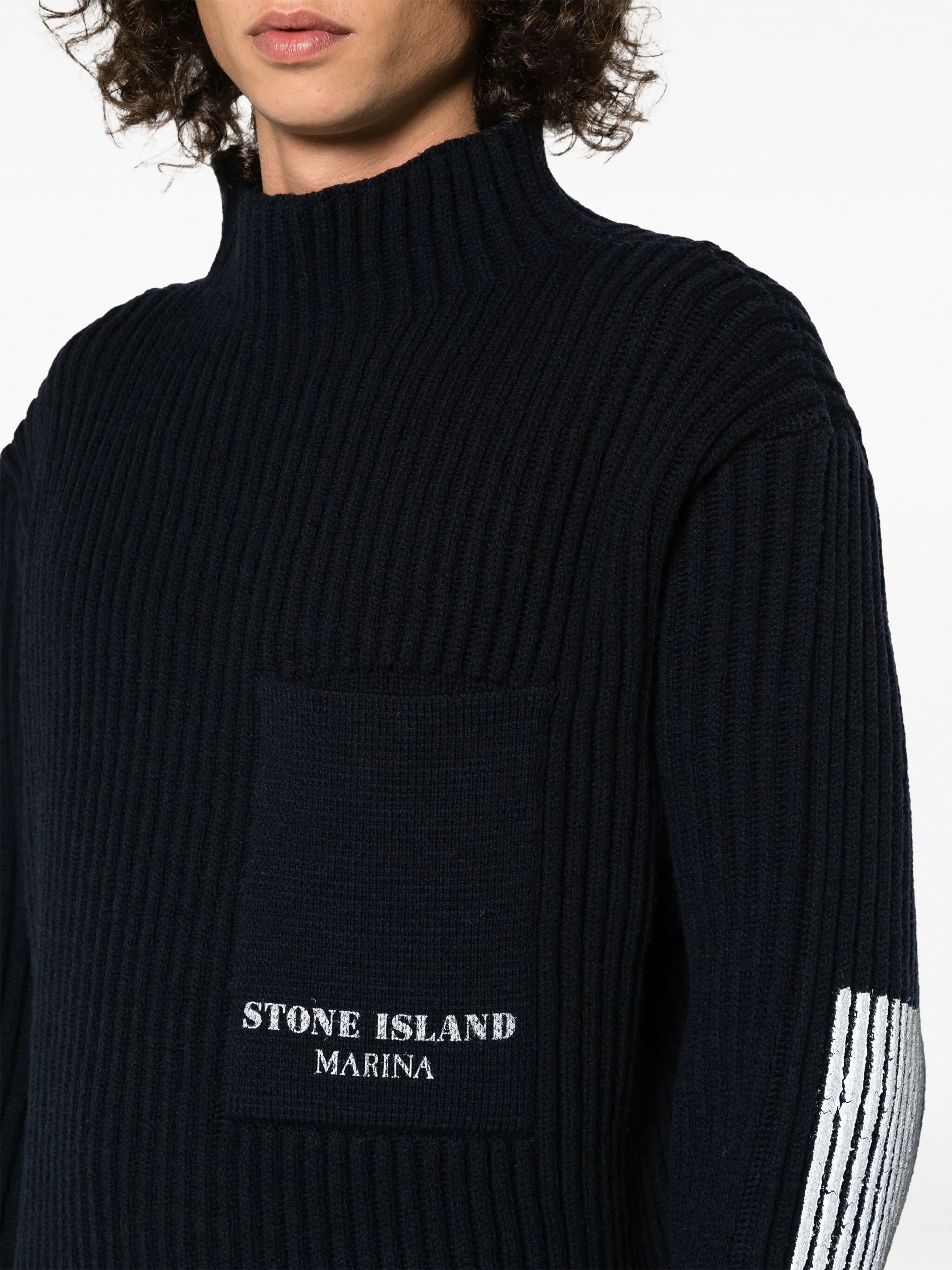 virgin wool ribbed-knit jumper