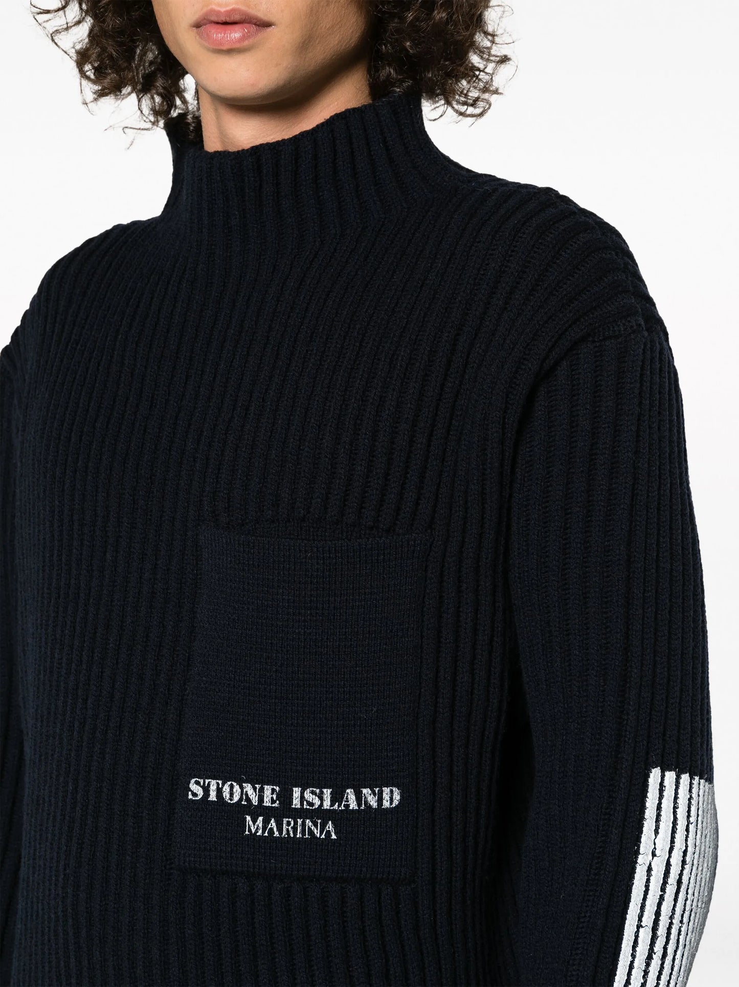 virgin wool ribbed-knit jumper
