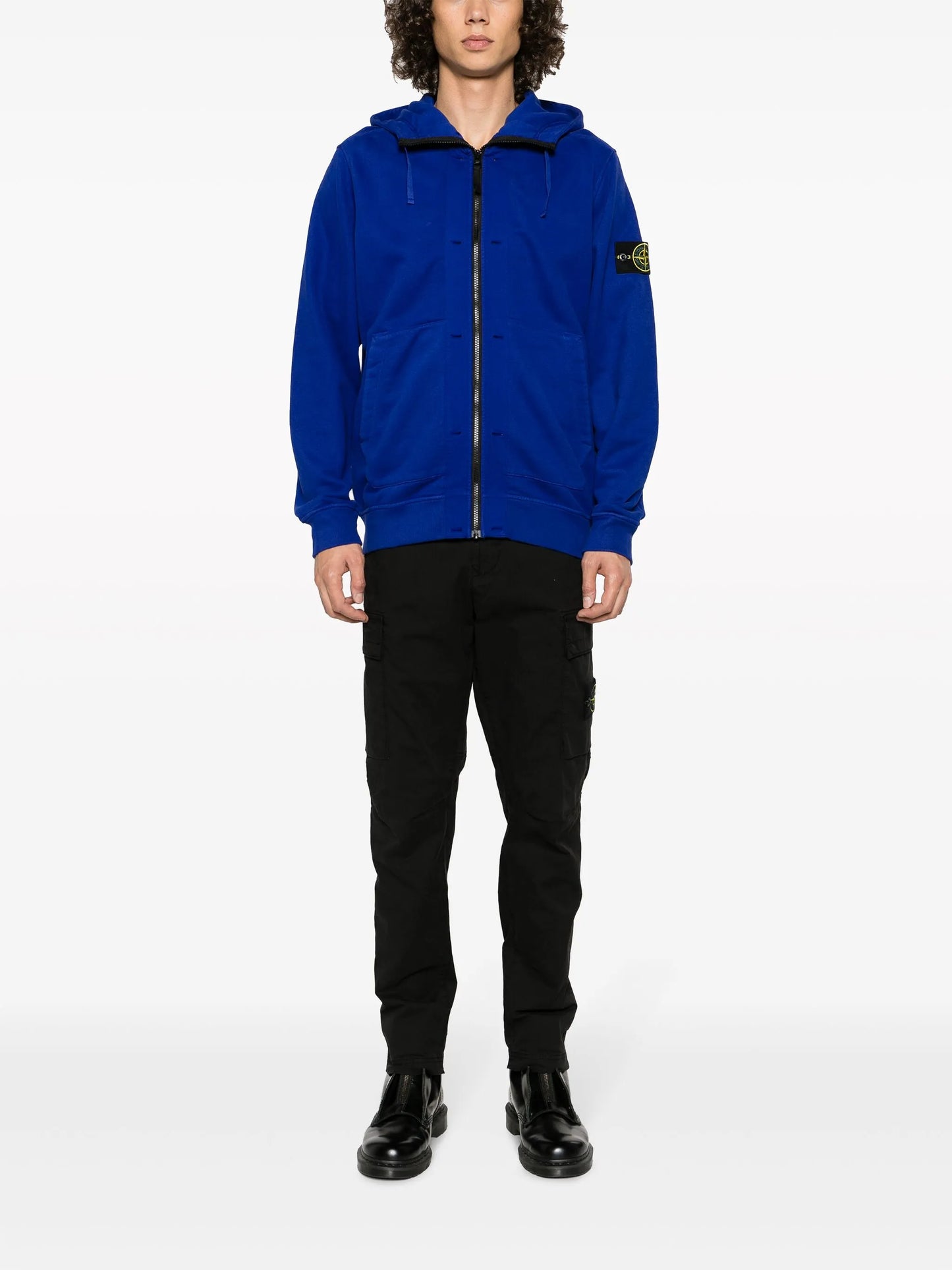 Compass-patch cotton hoodie