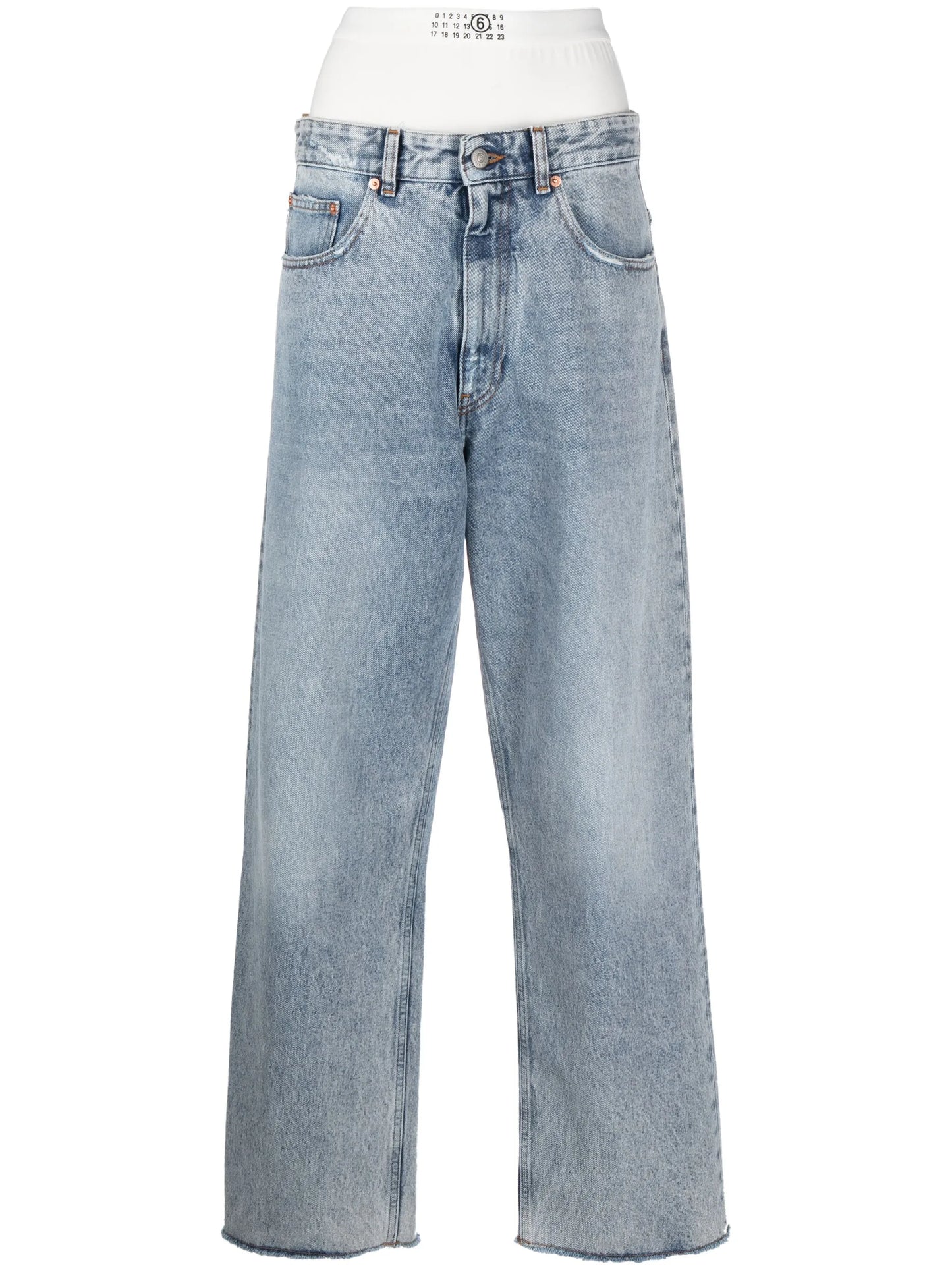 layered wide-leg jeans
