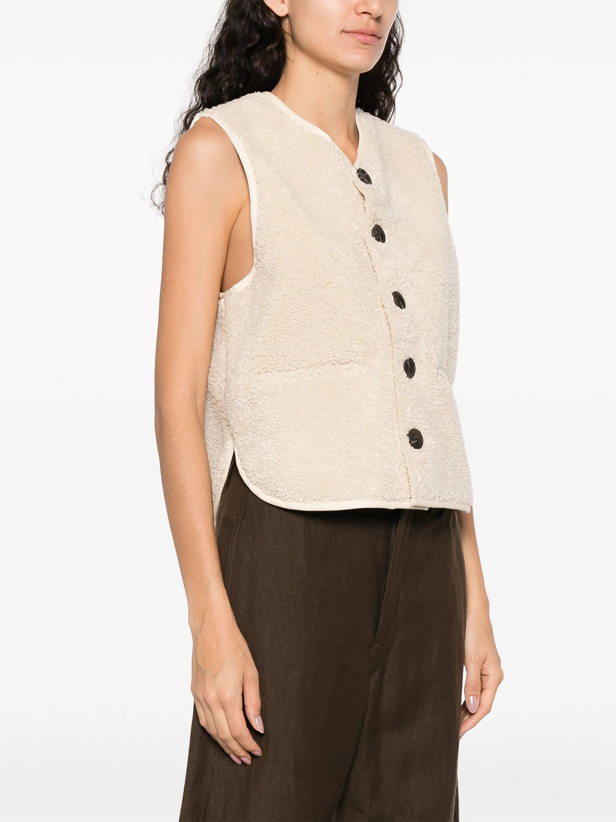 V-neck faux-shearling vest