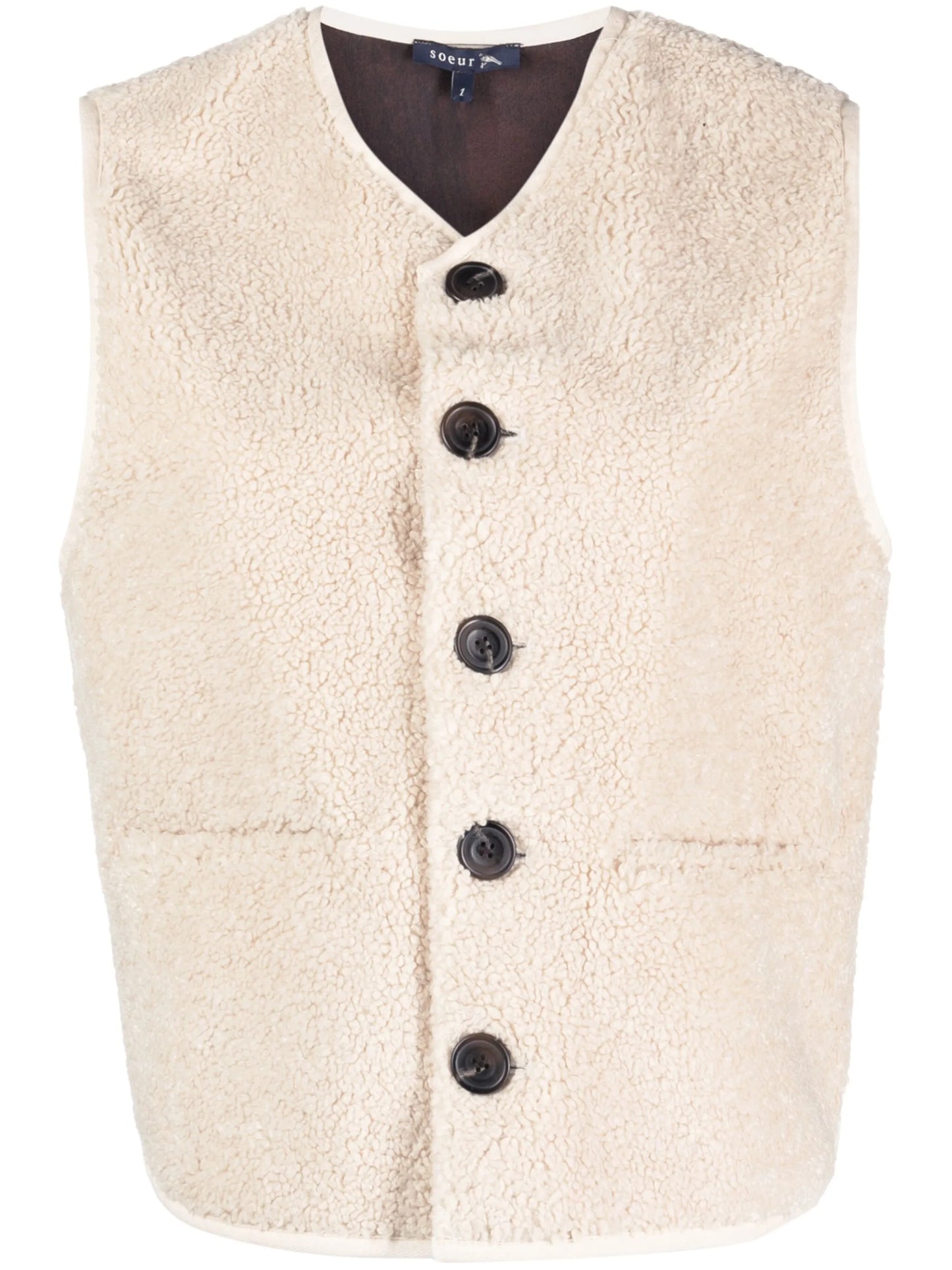 V-neck faux-shearling vest