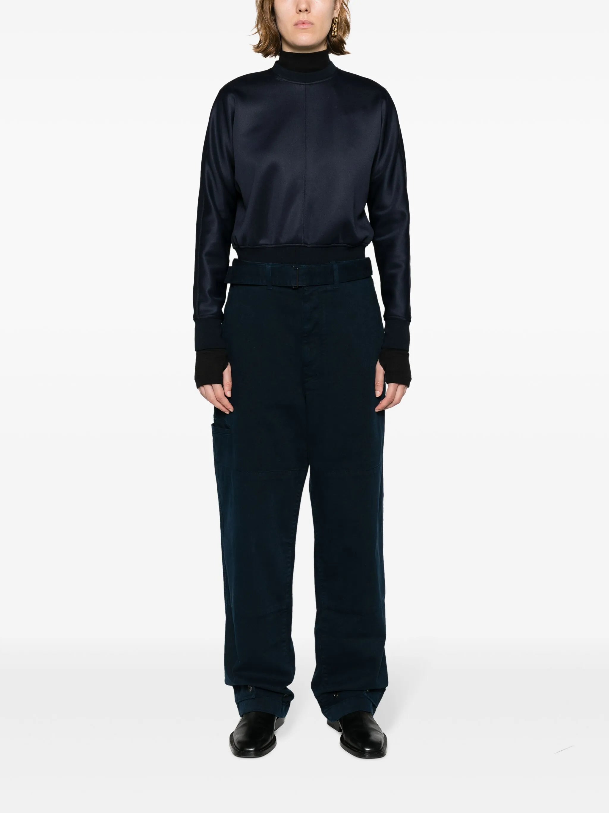 belted straight-leg jeans