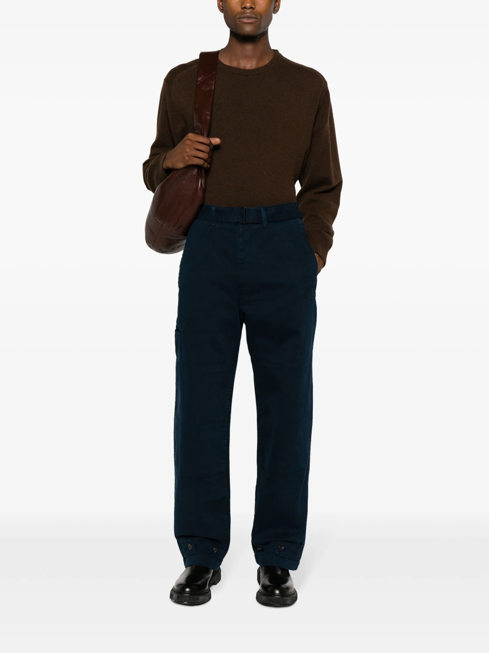 belted straight-leg jeans