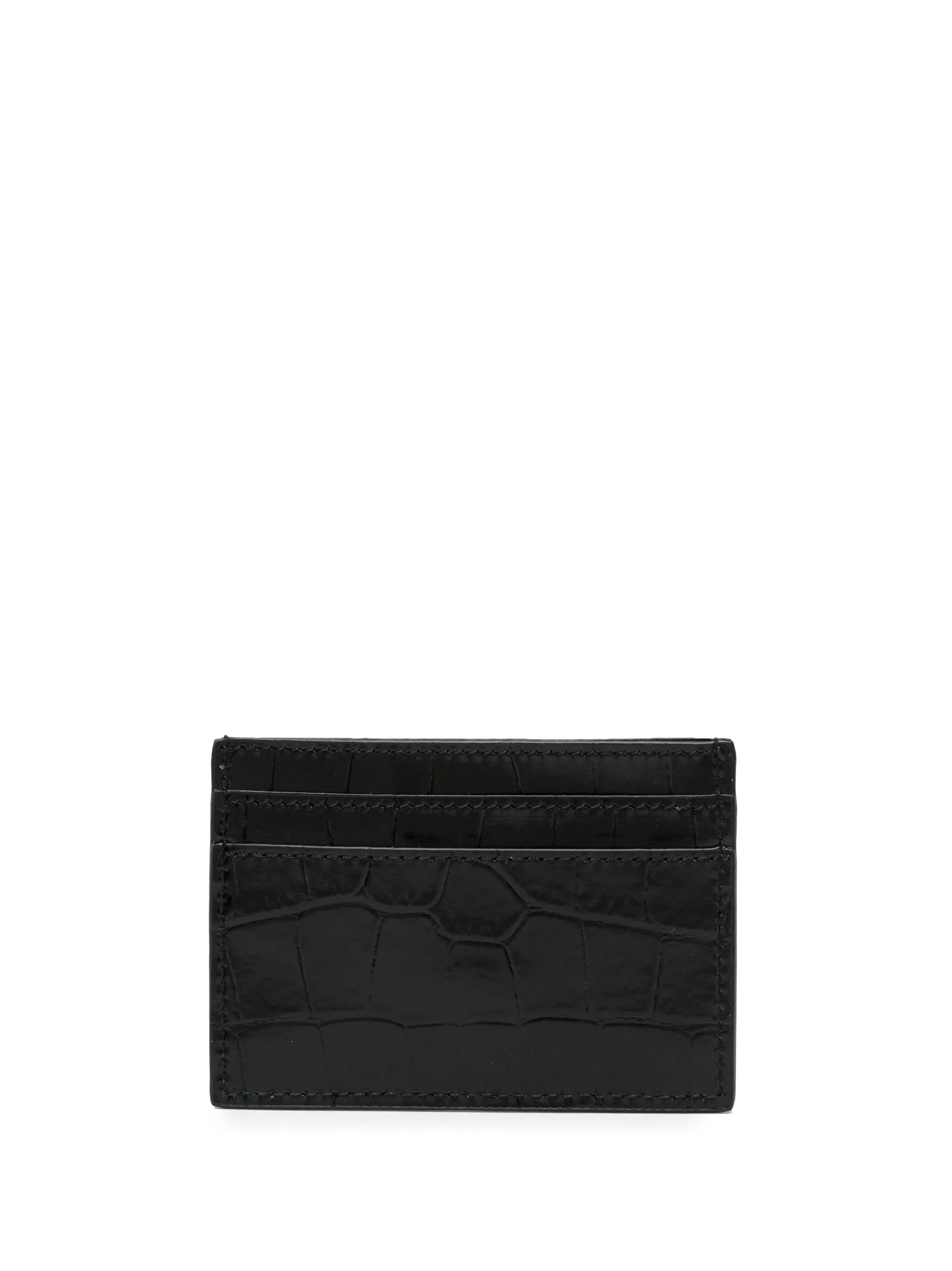 Medusa plaque crocodile-effect cardholder