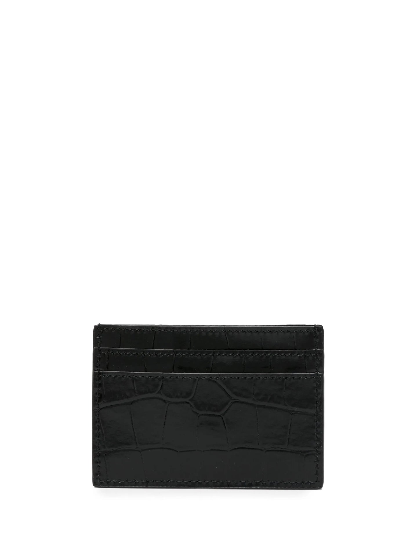 Medusa plaque crocodile-effect cardholder