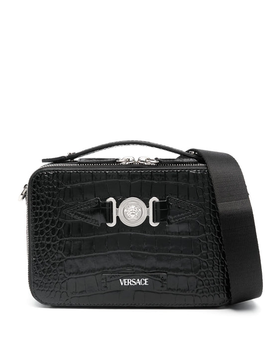 crocodile-embossed crossbody bag