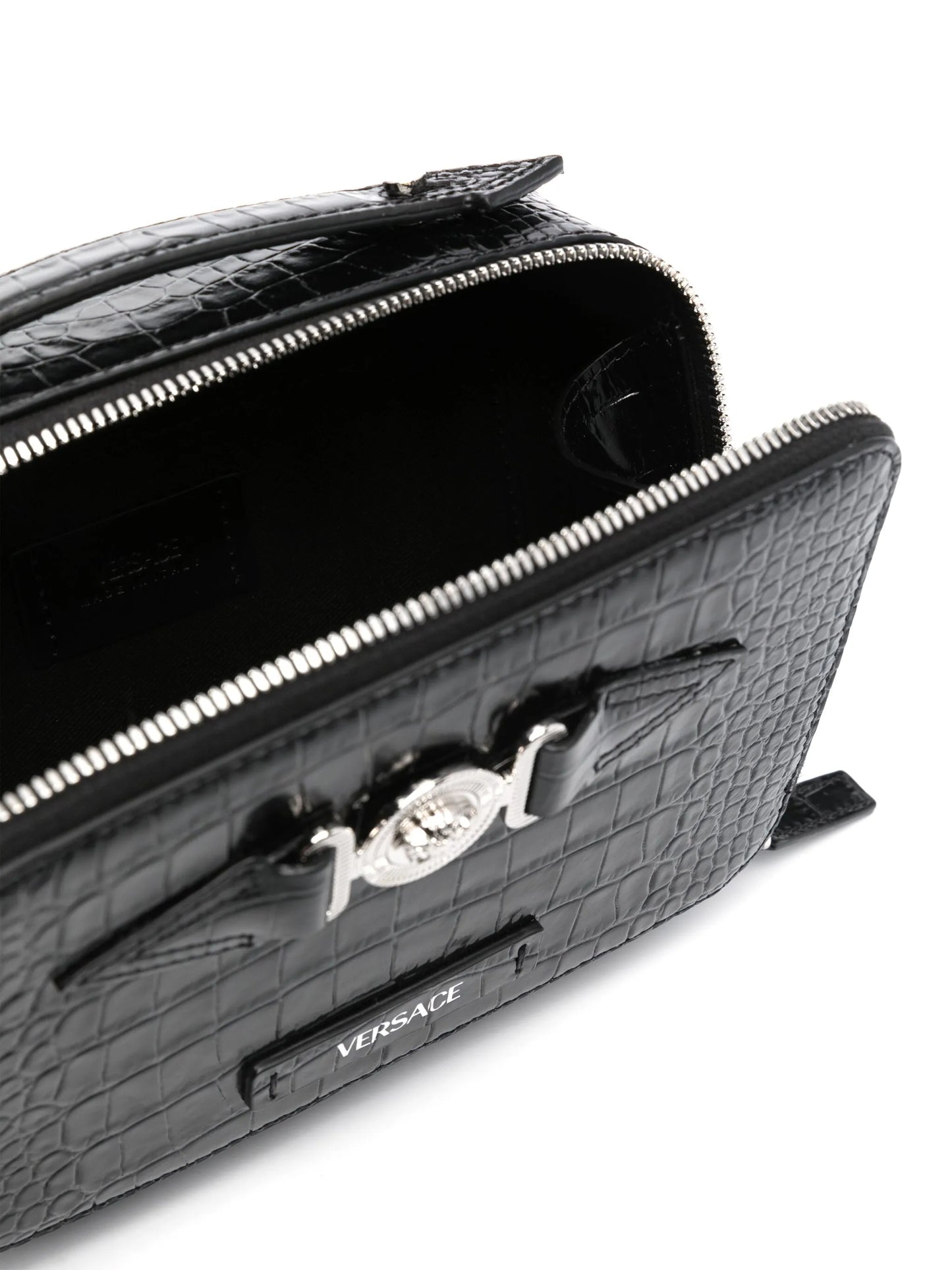 crocodile-embossed crossbody bag
