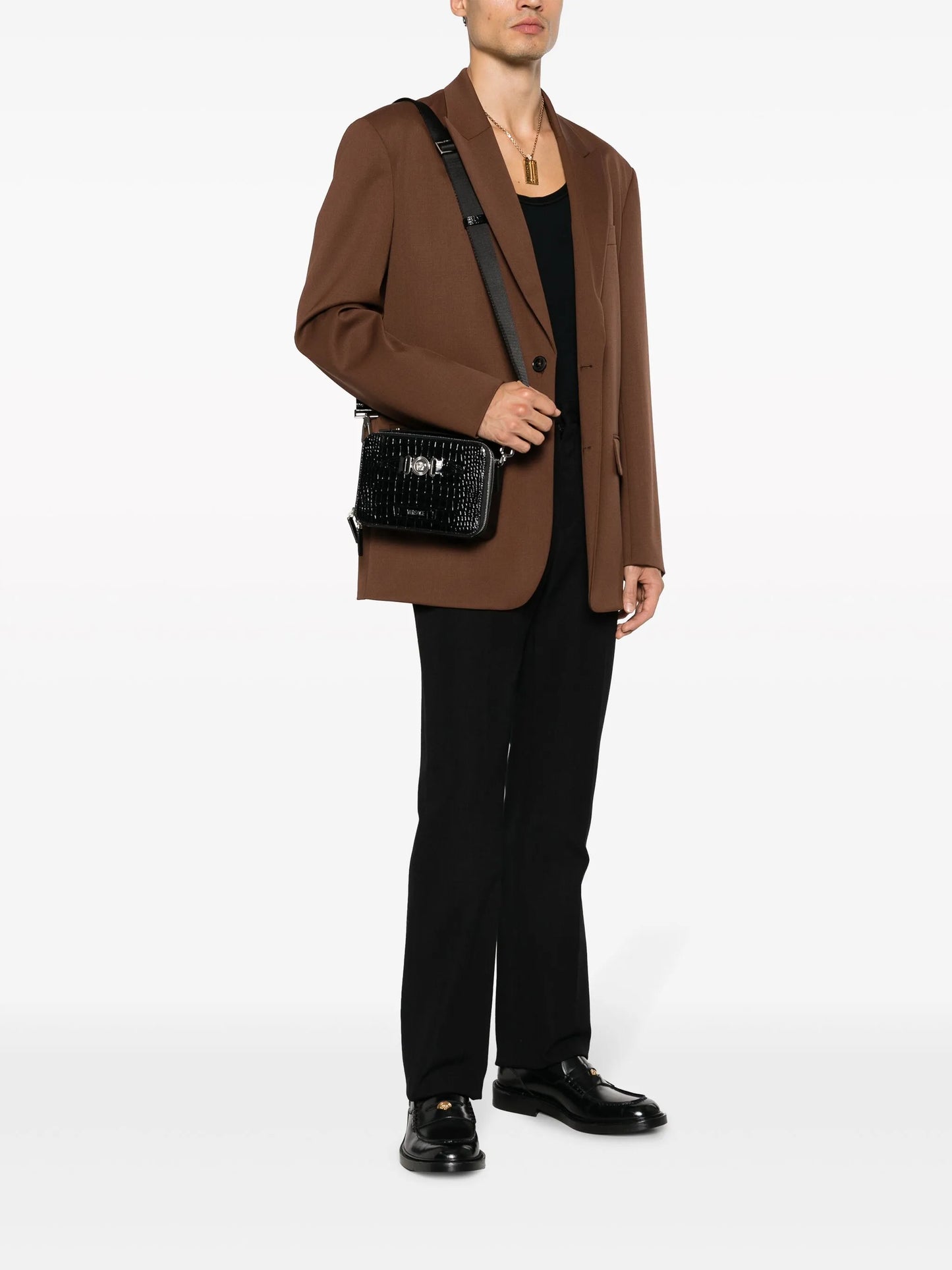 crocodile-embossed crossbody bag