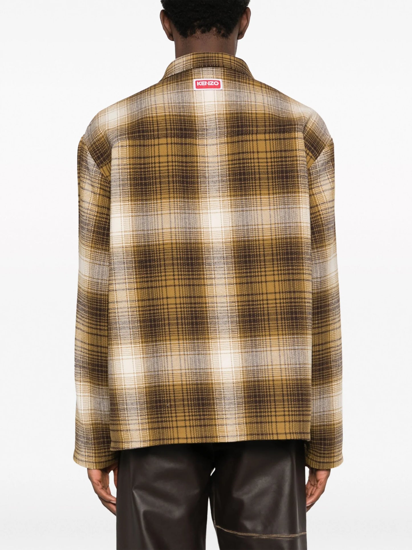 plaid-check cotton shirt jacket