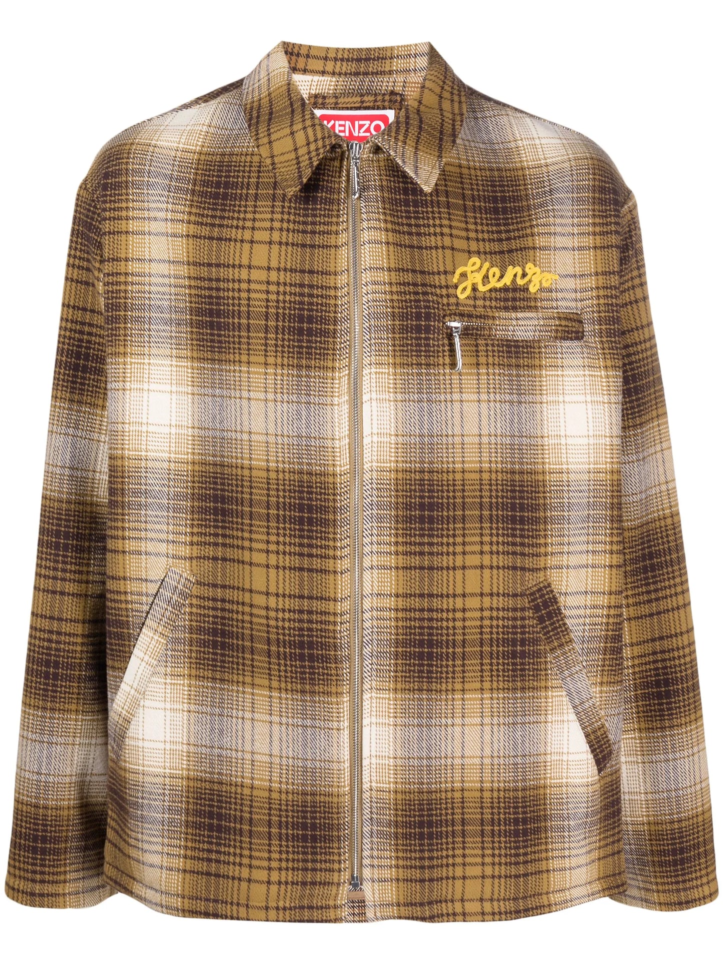 plaid-check cotton shirt jacket